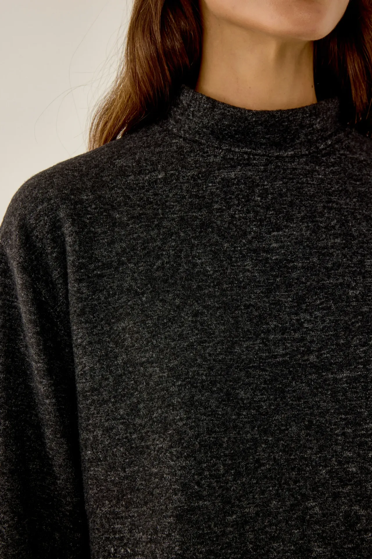 Relaxed Fit Half Turtleneck Crop Blouse