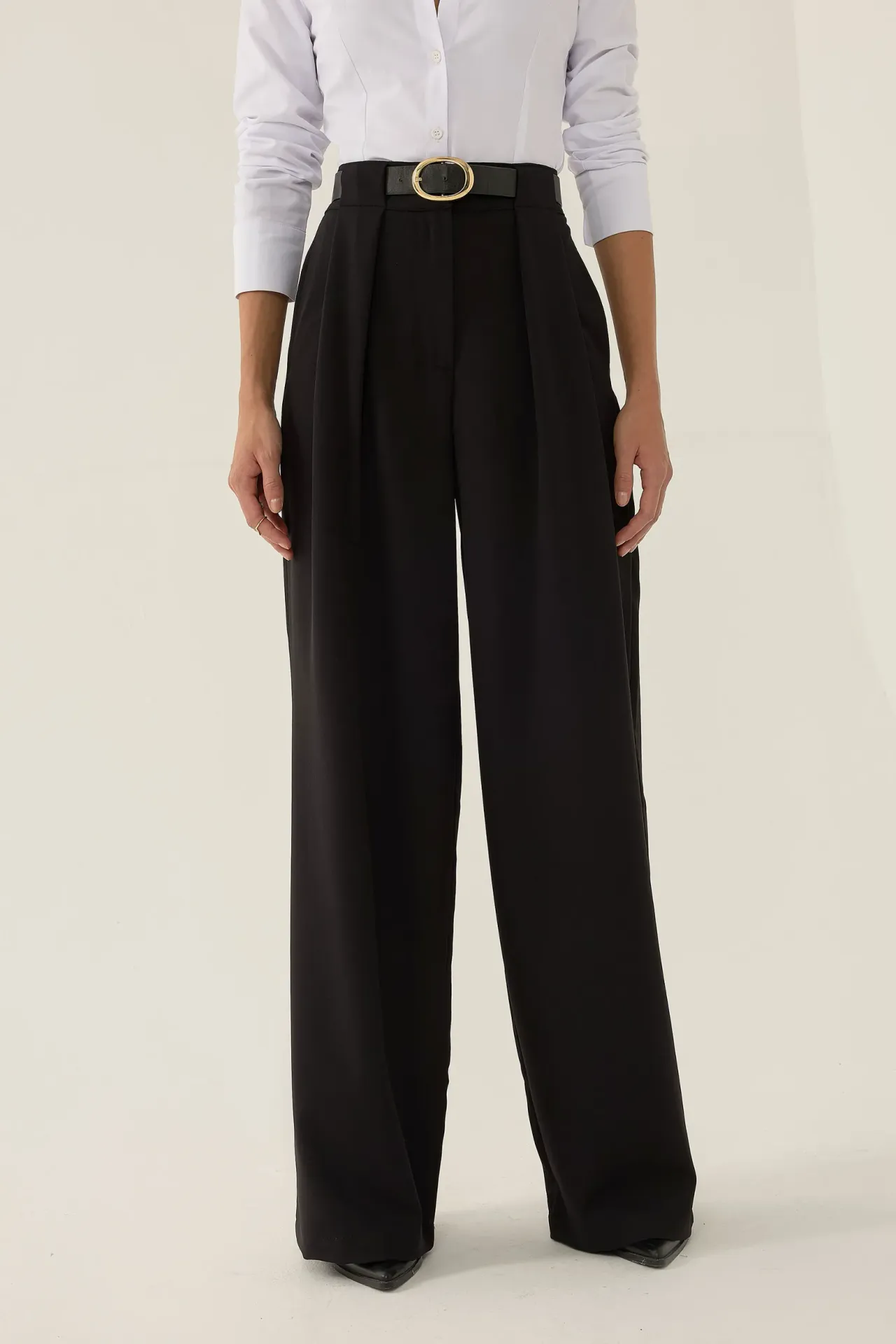 High Waist Pleated Wide Leg Pants