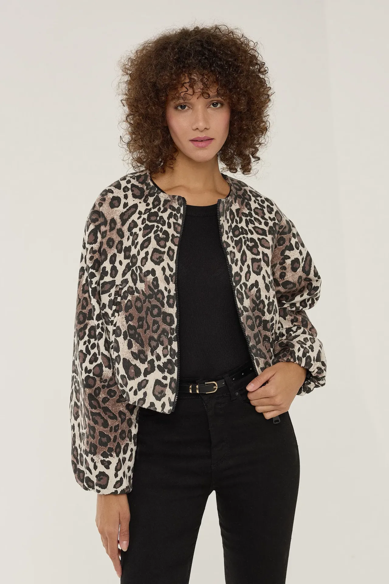 Leopard Print Relaxed Fit Jacket