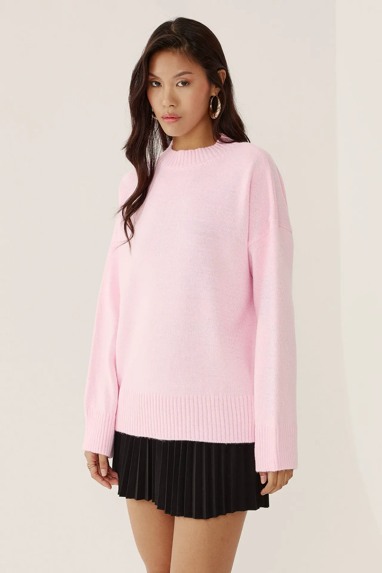 HiCCUP Blush Pink Crew Neck Cozy Sweater Women