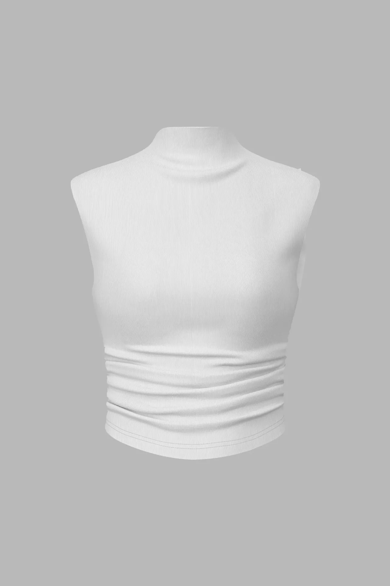 Ruched Half Turtleneck Crop Top