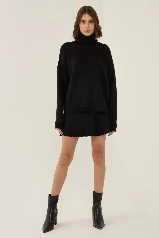 Turtleneck Sweater & Mini Skirt Co-Ord Set