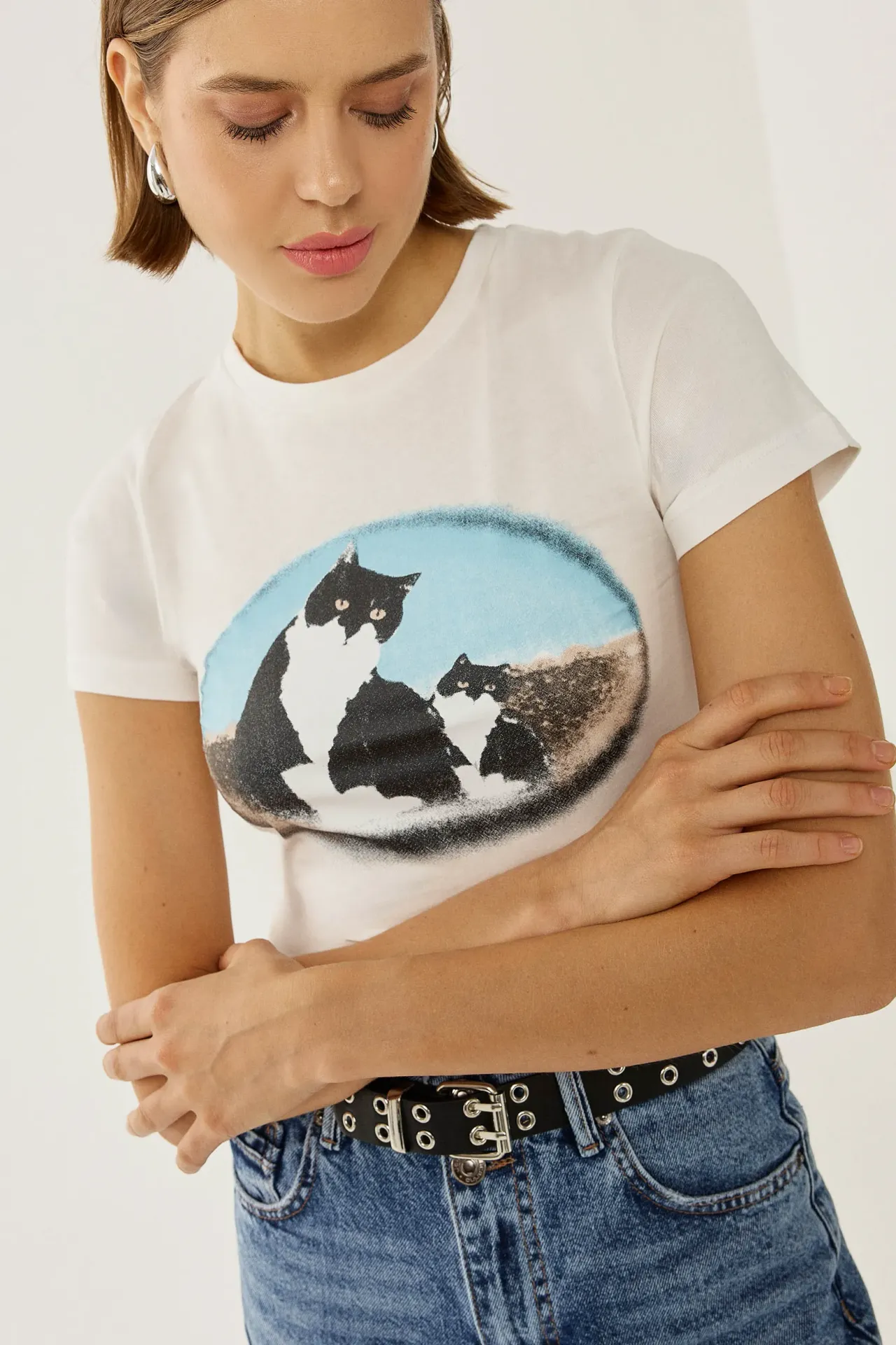 Printed Cotton Crop T-Shirt