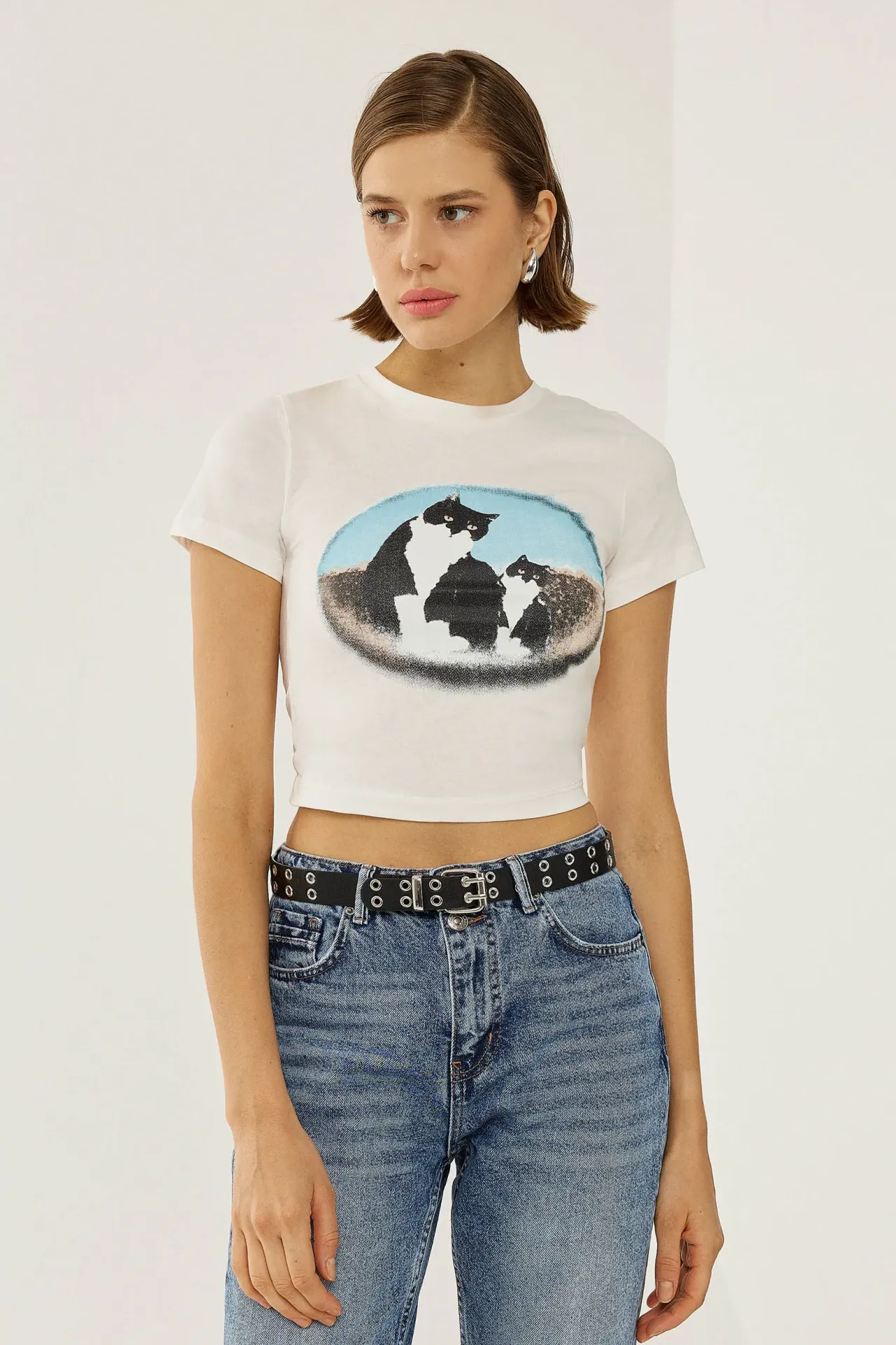 Printed Cotton Crop T-Shirt