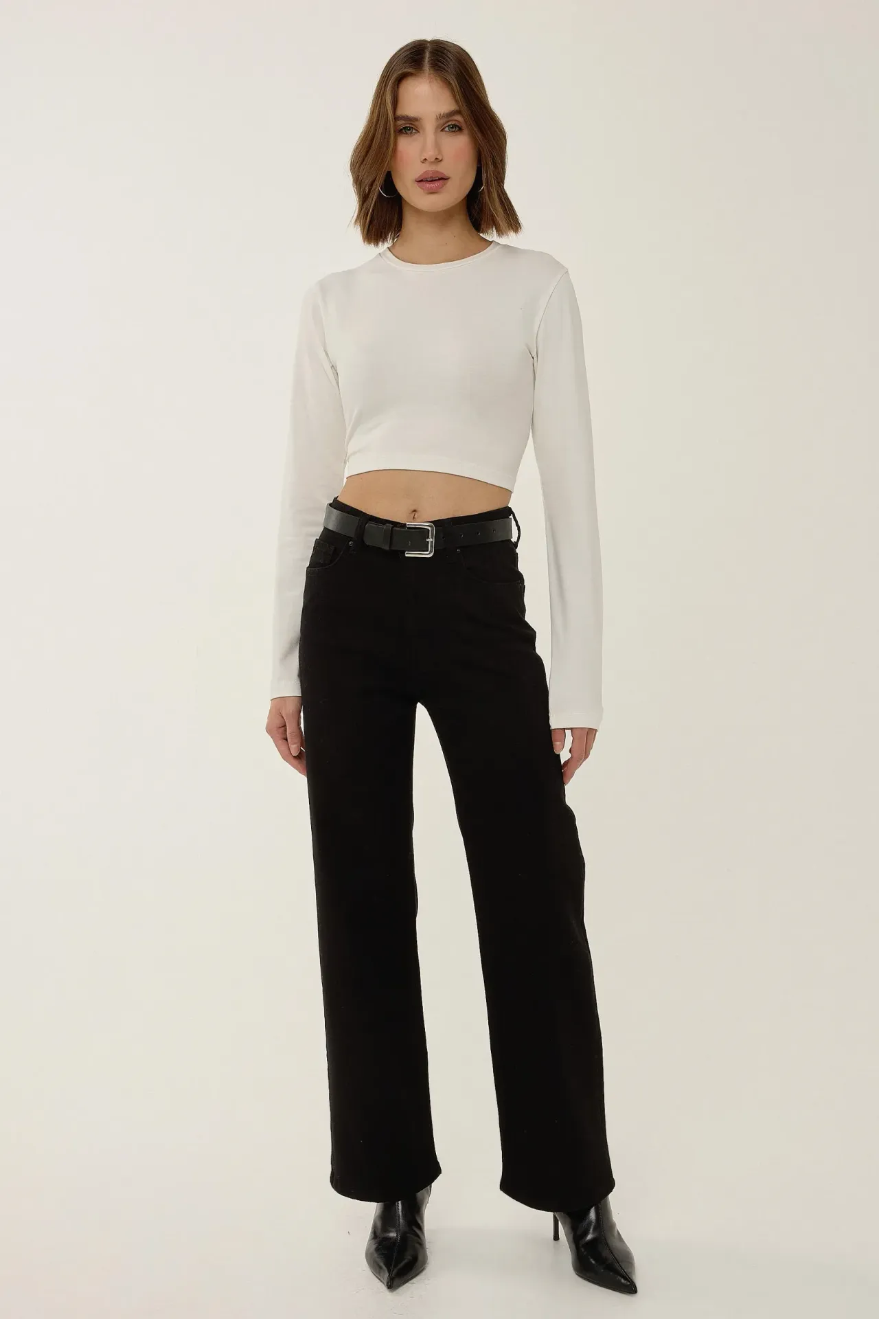High Waist Straight Leg Denim Jeans