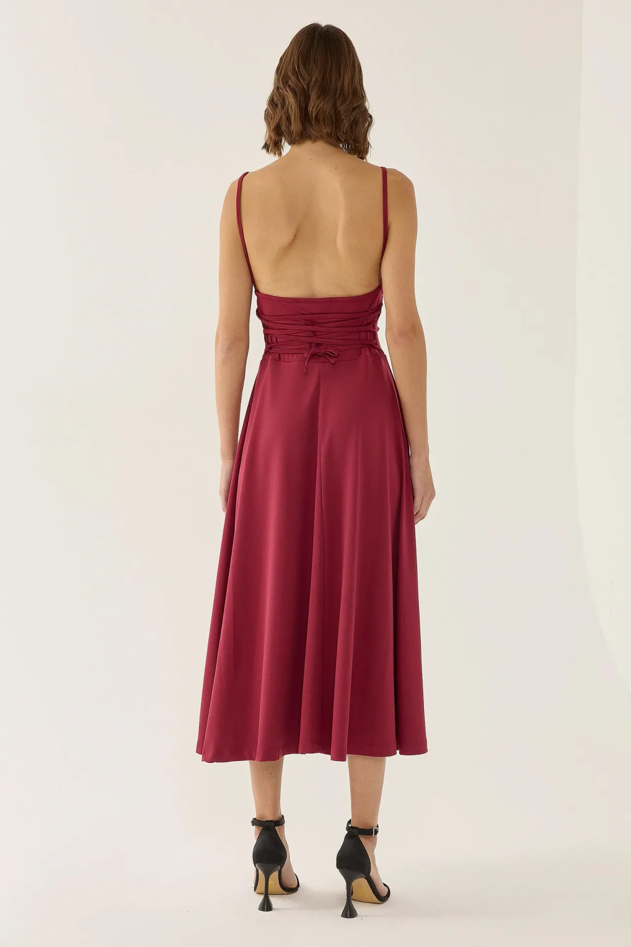 A-Line Sleeveless Maxi Dress with Laced Closure