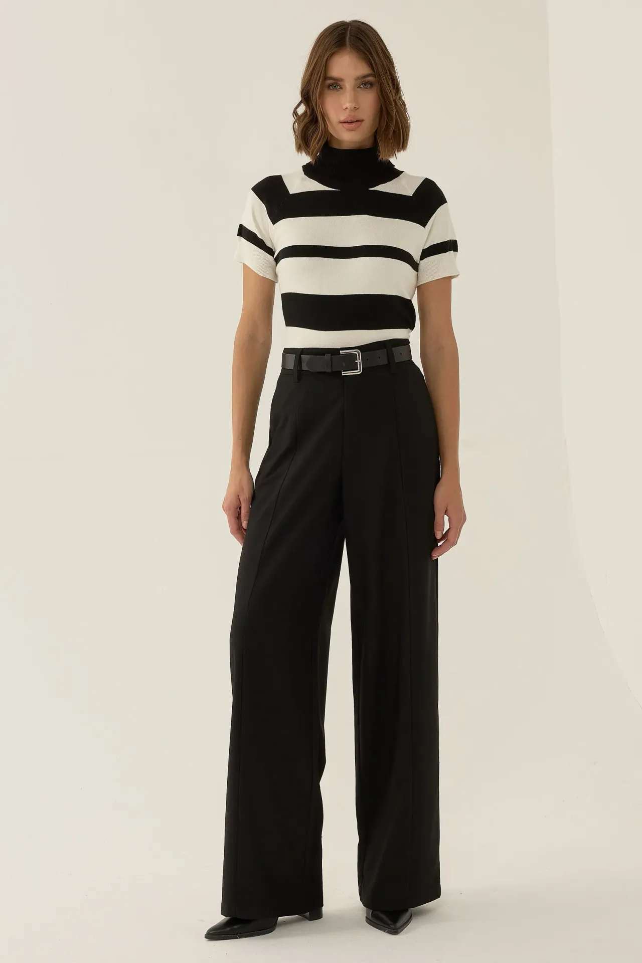 High Waist Wide Leg Pleated Pants