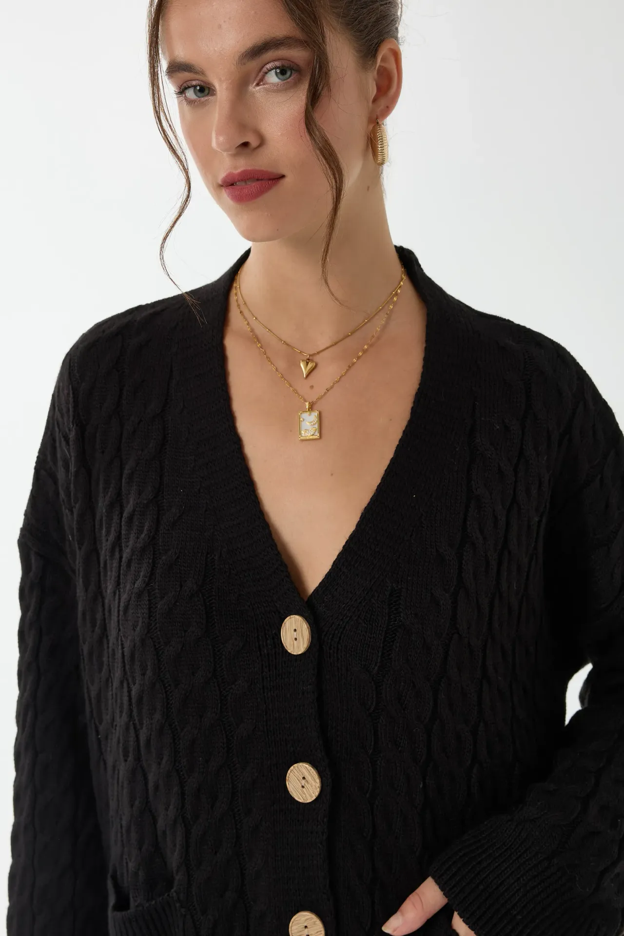 Oversized Knitted Buttoned Cardigan