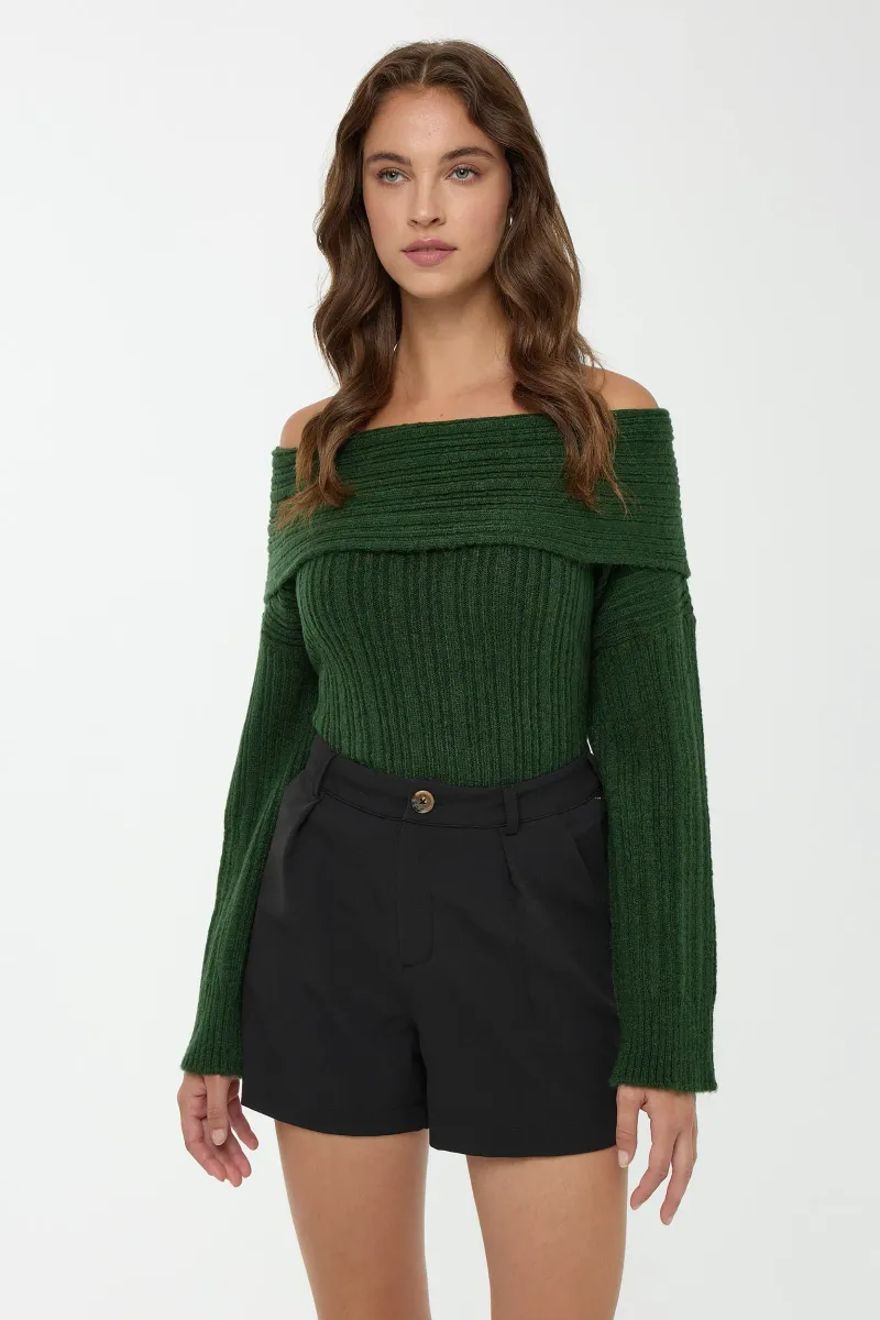 Carmen Collar Off Shoulder Sweater 1