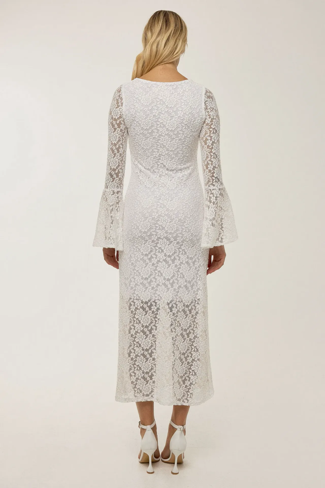 Lace Detailed Square Collar Maxi Dress 