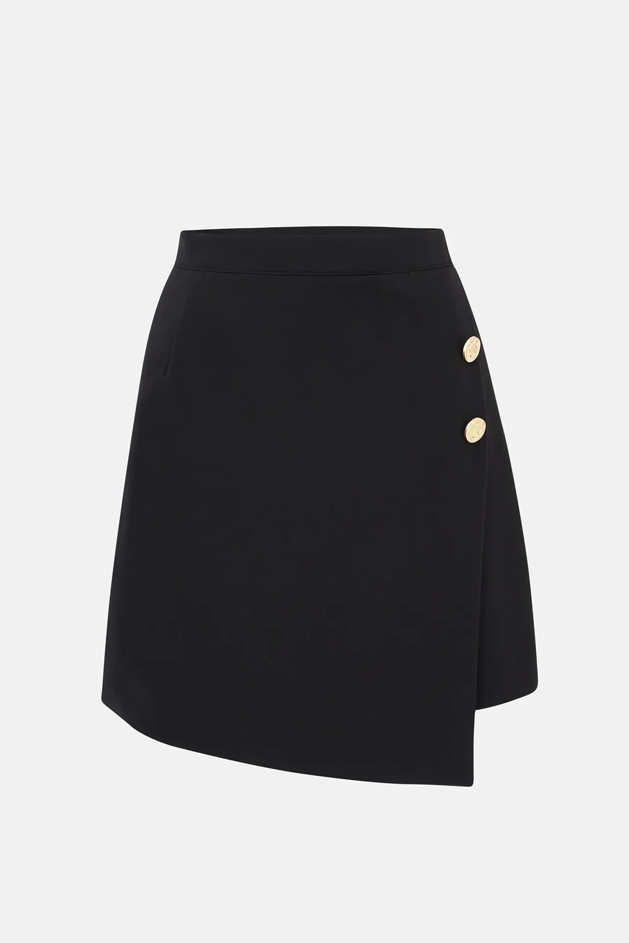 Mini Wrap Skirt With Gold Button Details 