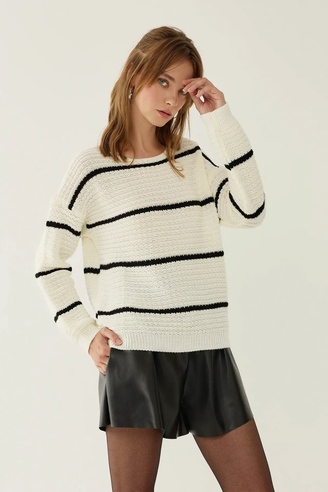 Loose Fit Striped Knit Sweater