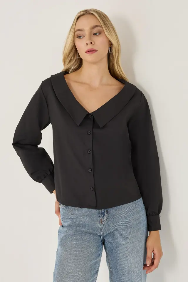Straight Fit Collar Detail Shirt