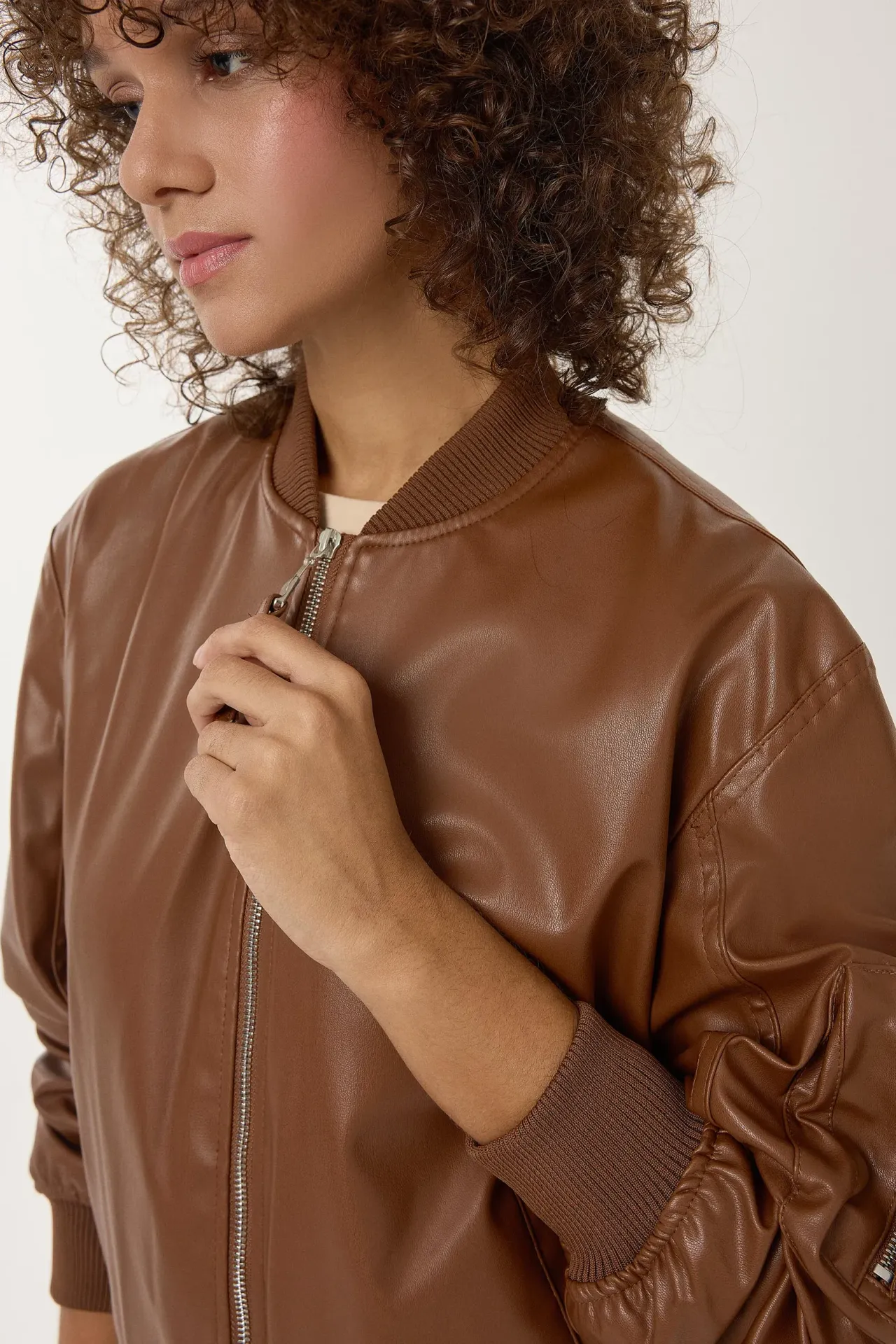 Relaxed Fit Faux Leather Jacket