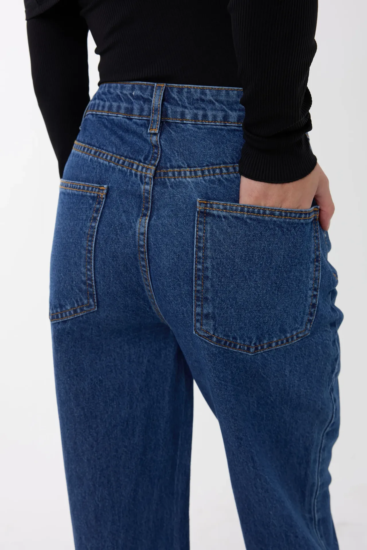 High-Waist Straight-Leg Washed Pants
