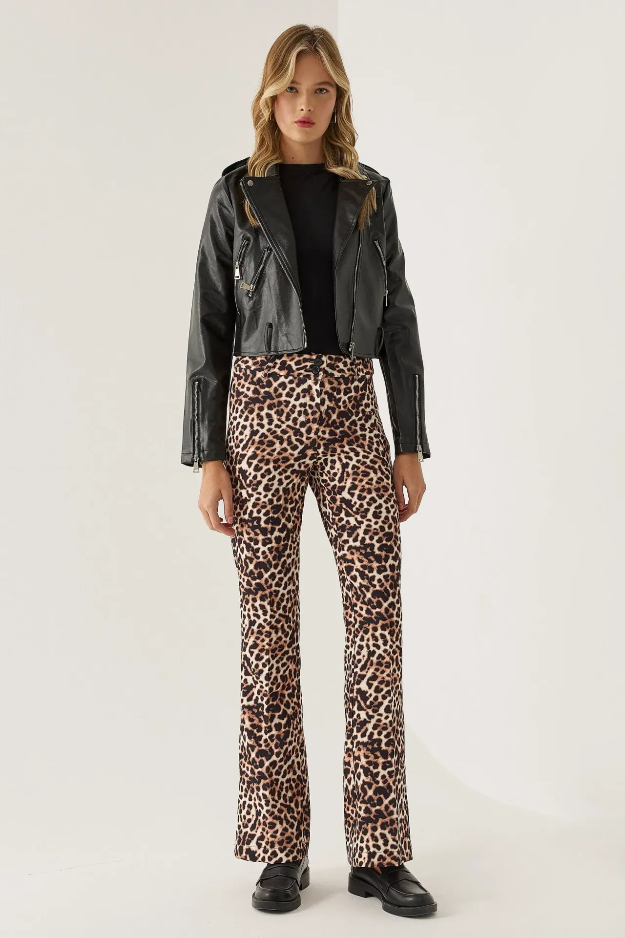 Leopard Print Flare Pants