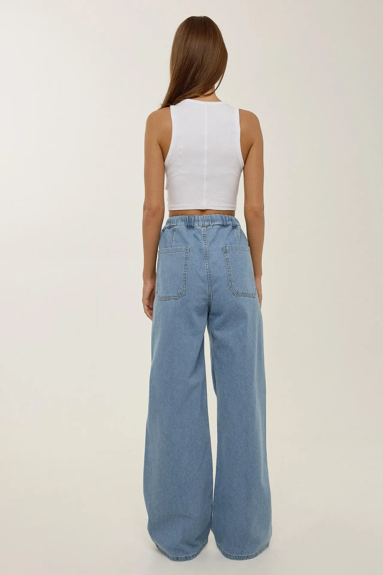 Corded High Waist Wide Leg Jeans