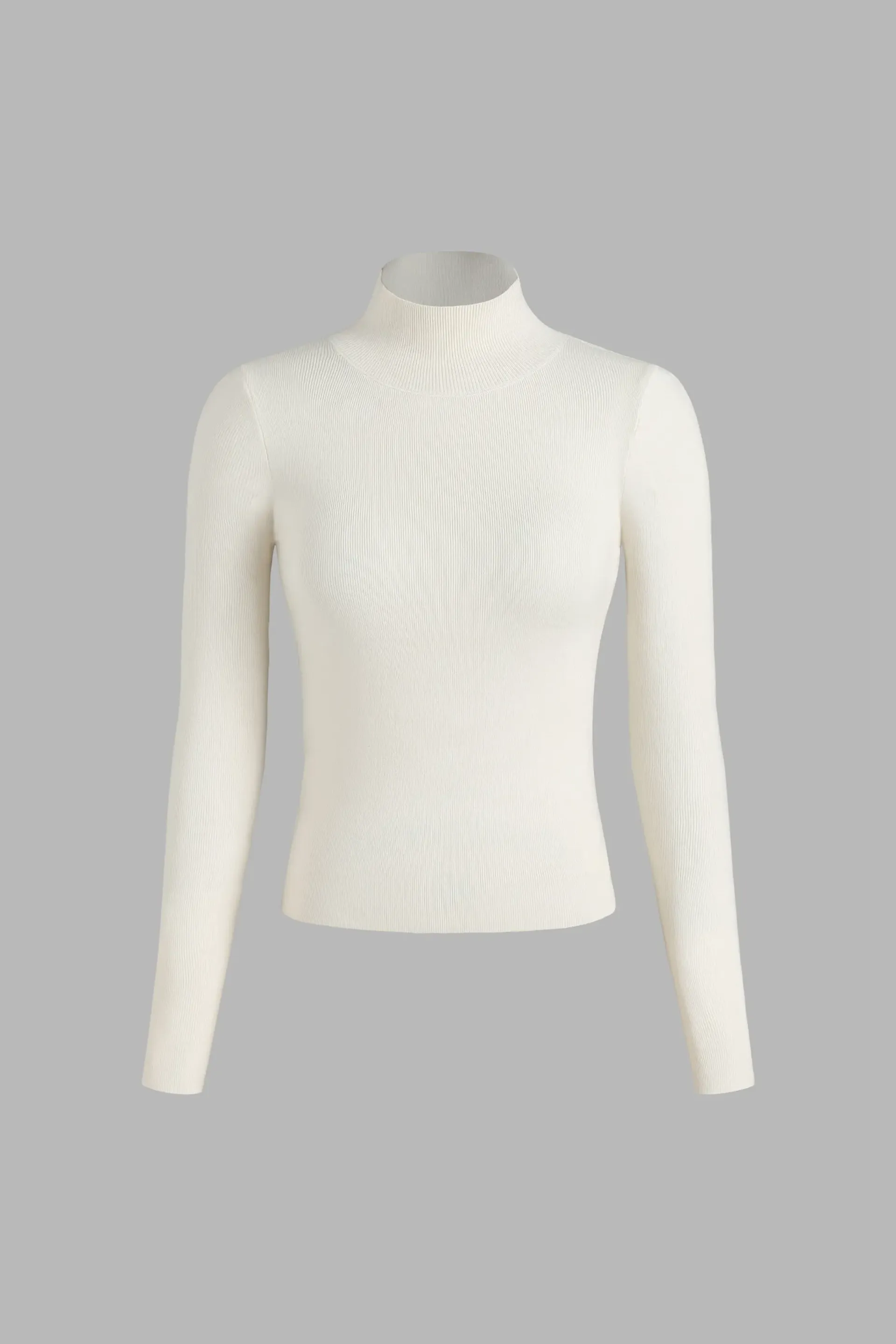 White Slim Fit Turtleneck Sweater Women