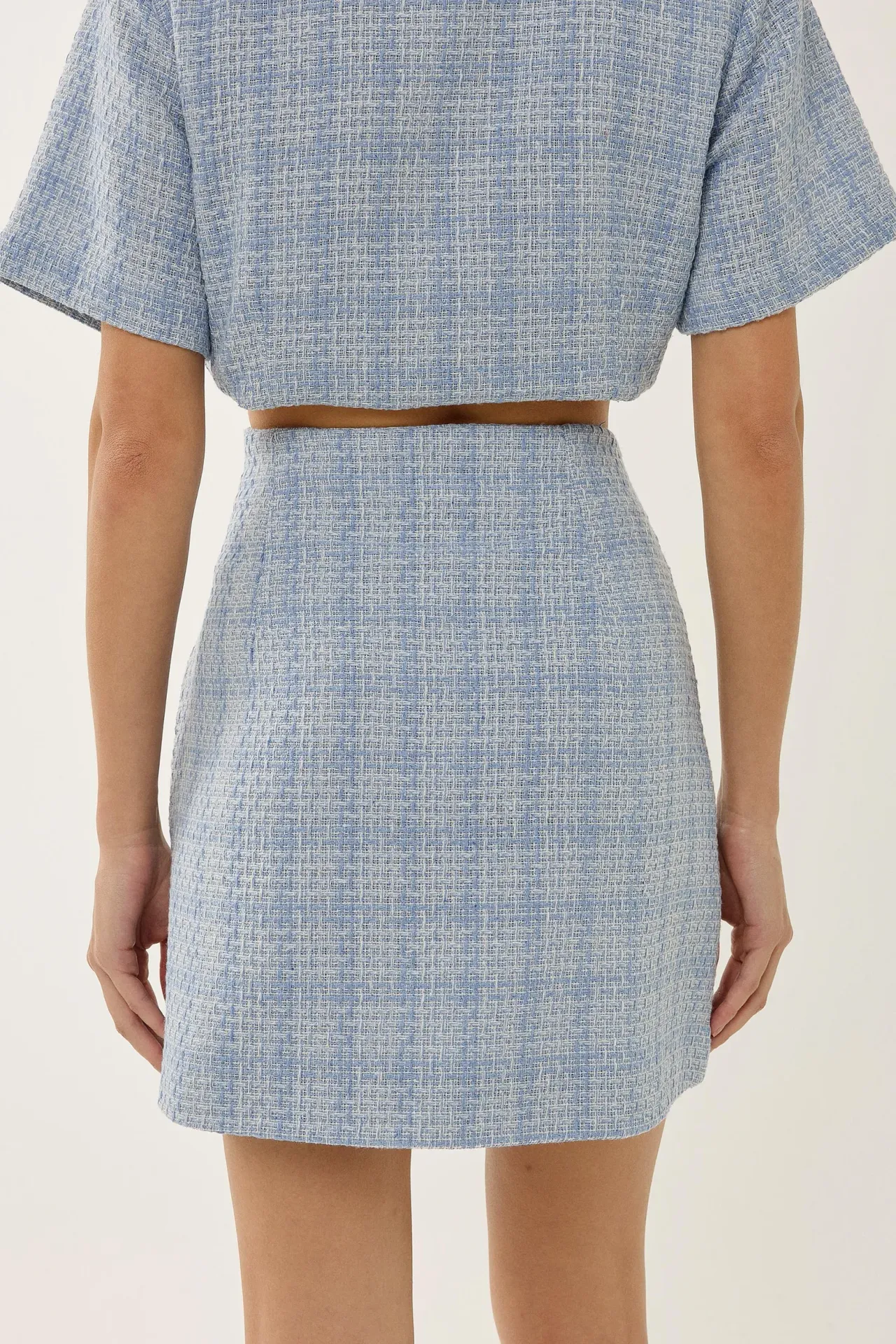 Buttoned Tweed Mini Skirt