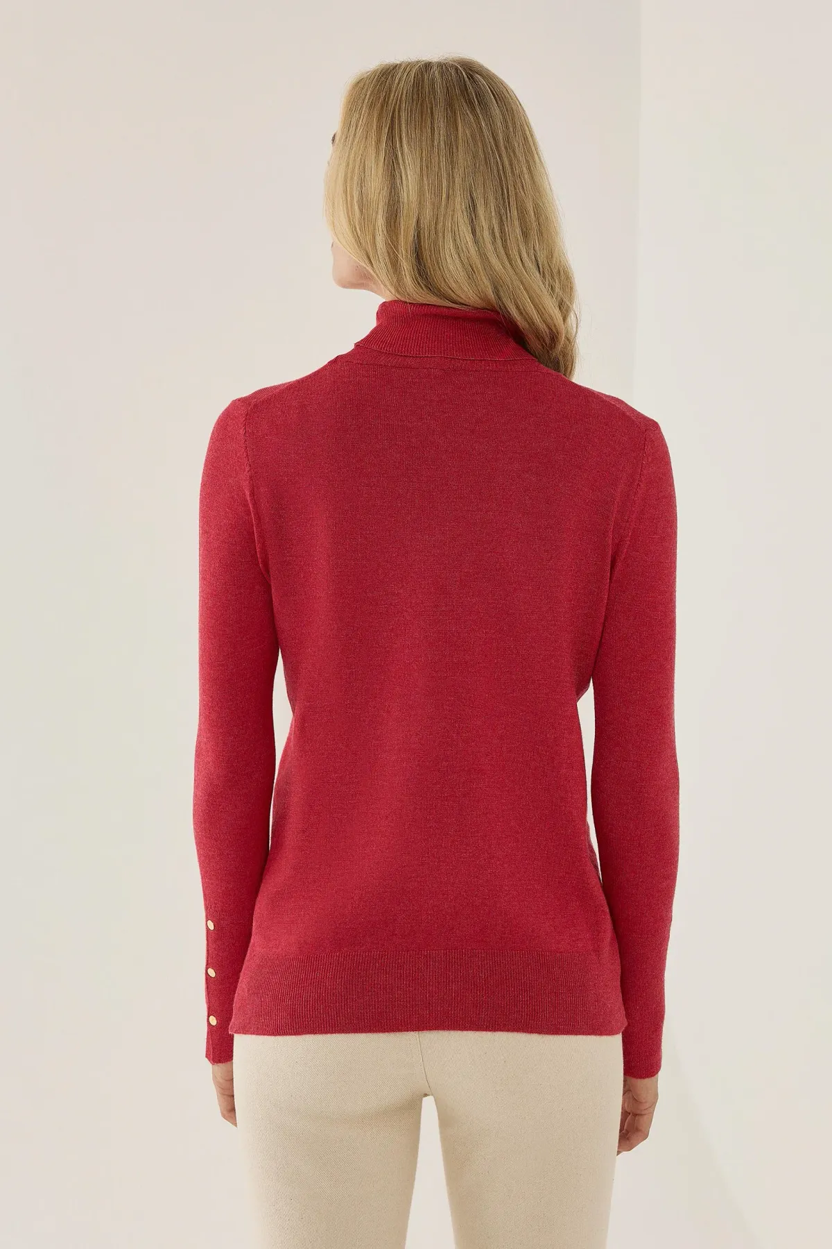 Basic Turtleneck Button Detail Knitted Top 5