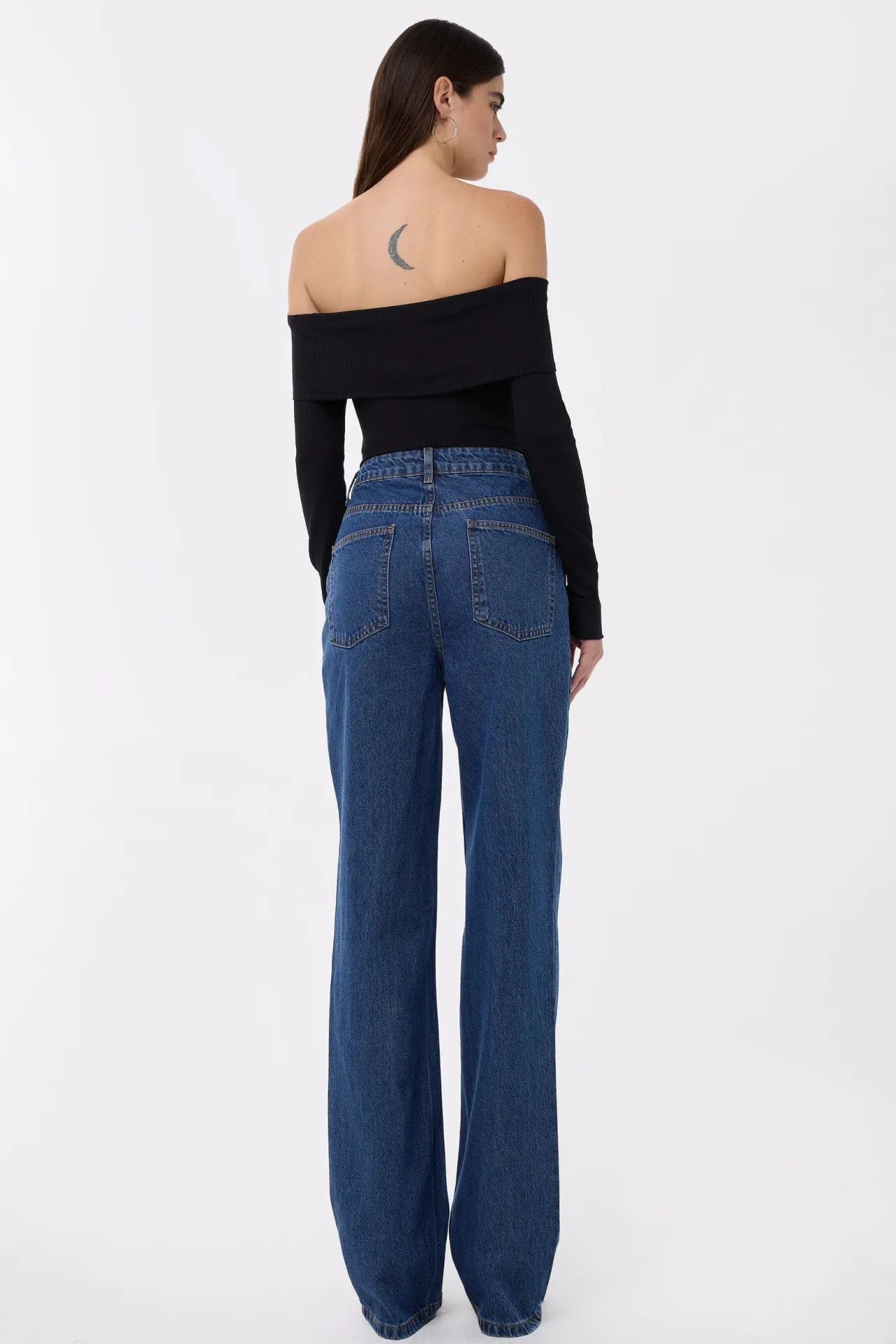 High-Waist Straight-Leg Washed Pants