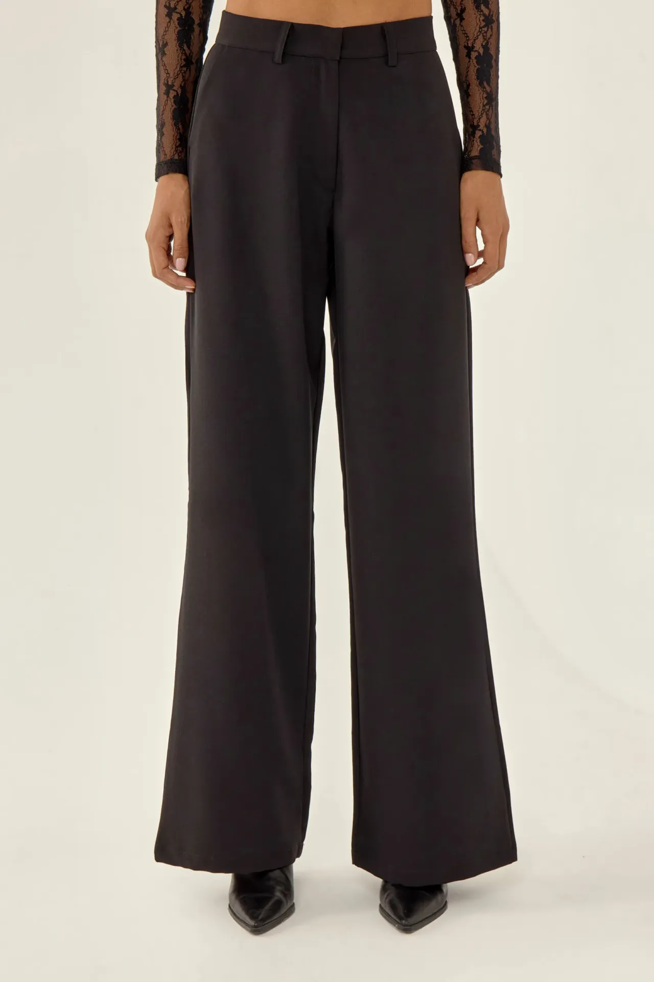 Fitted High Waisted Flared Trousers 