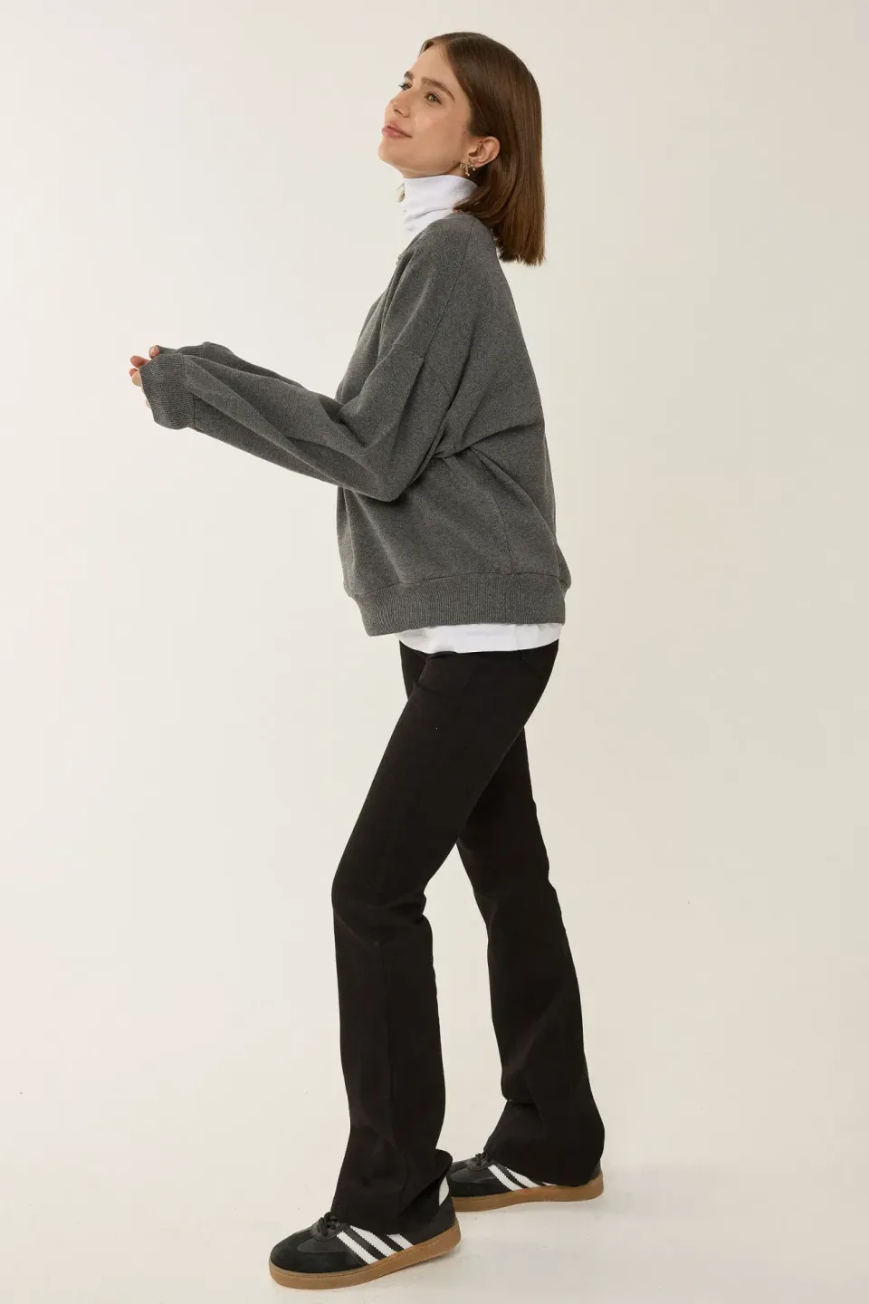 Oversized Crew Neck Basic Sweatshirt