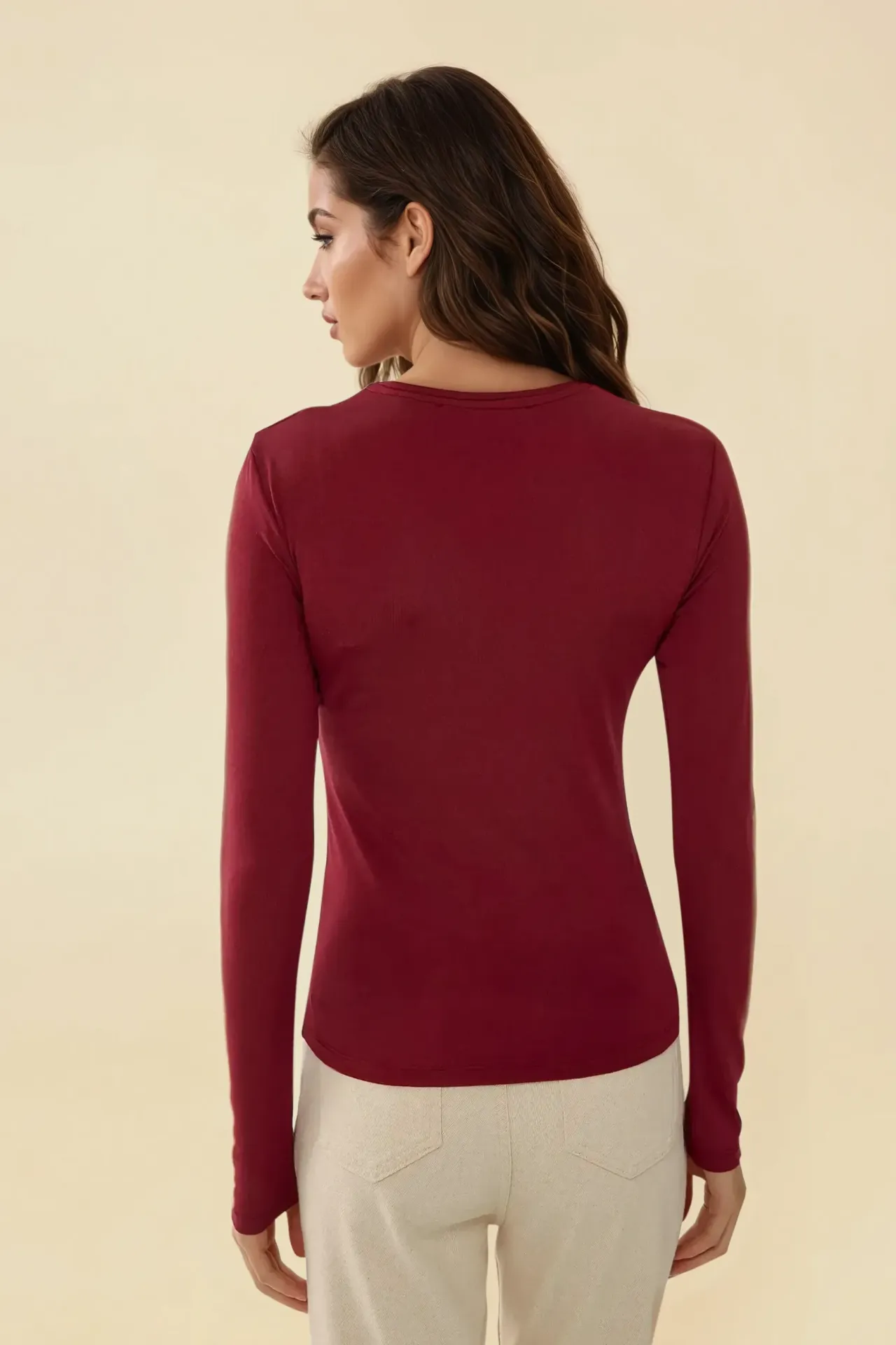 Slim Fit Crew Neck Long Sleeve Top