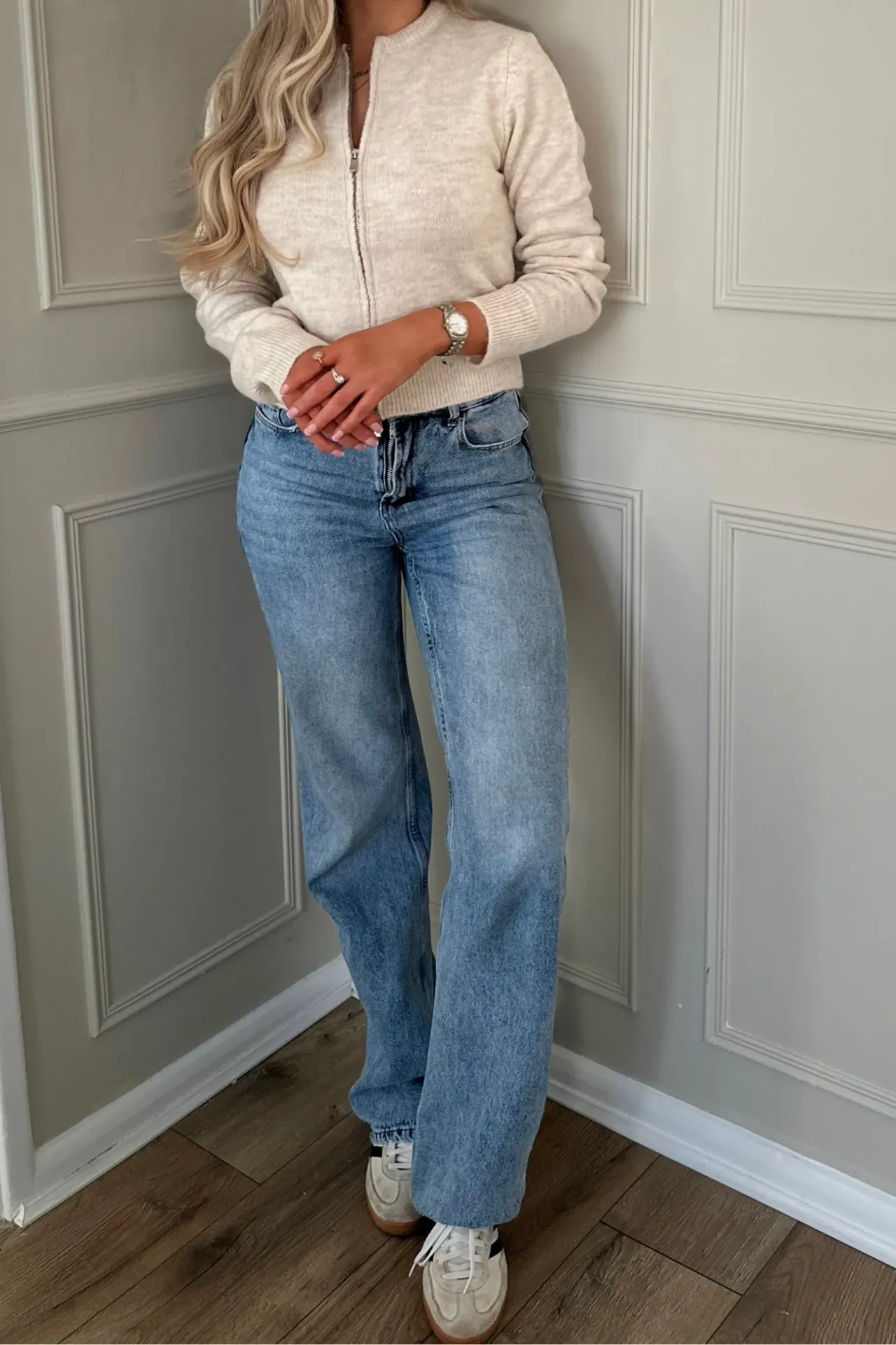 High-Waist Straight-Leg Denim Jeans