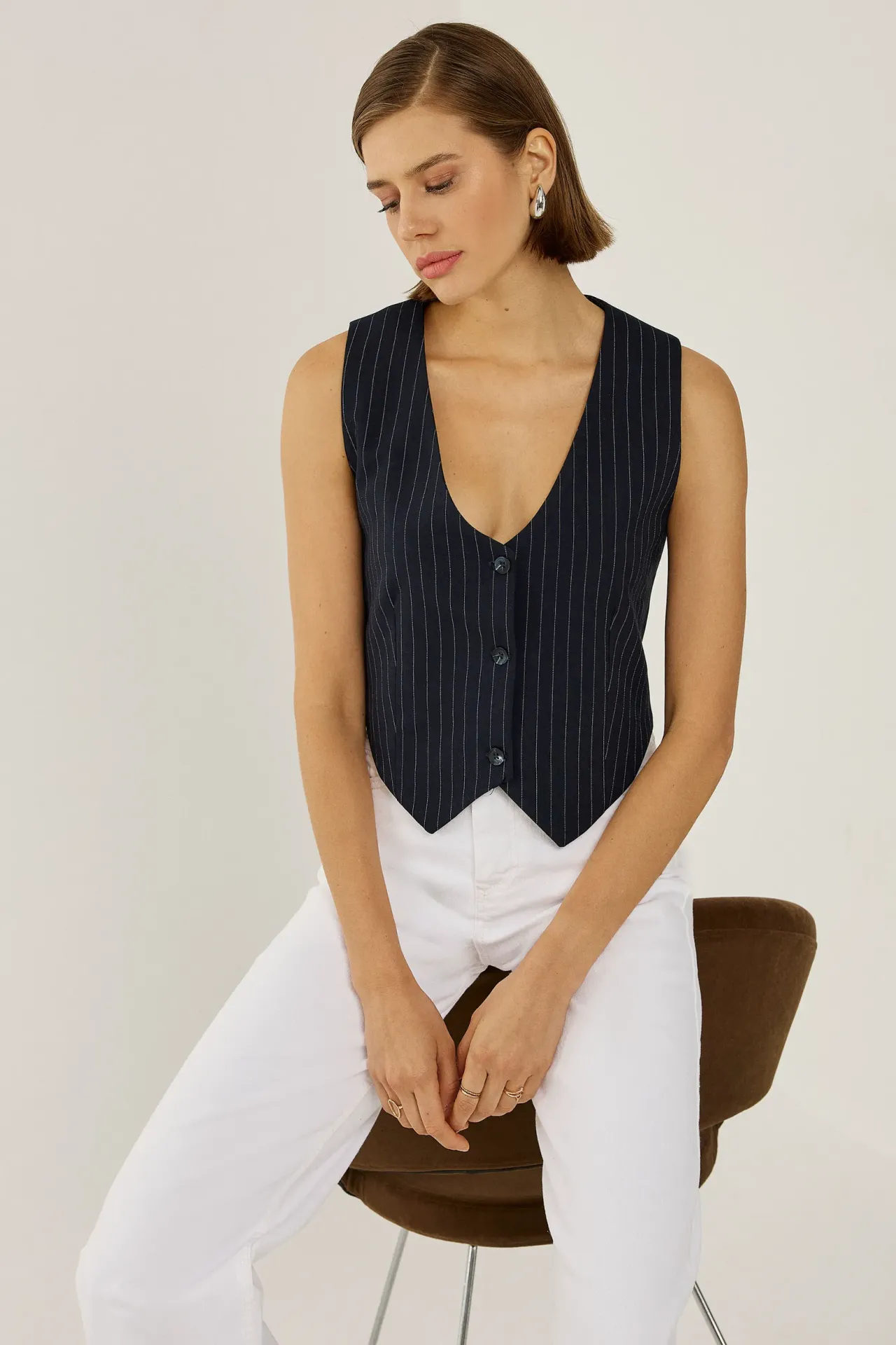 Striped Buttoned Vest