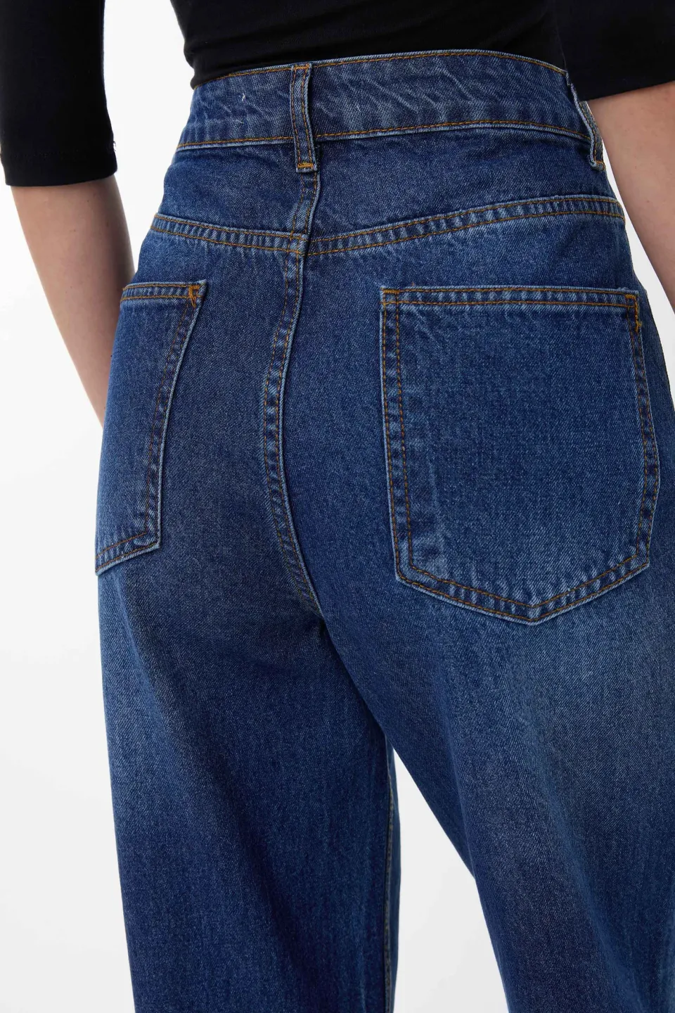 High-Waist Straight-Leg Washed Pants
