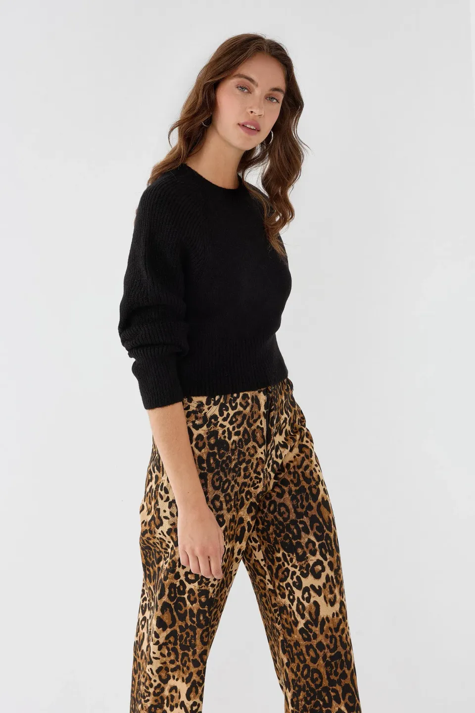 Crew Neck Cropped Sweater
