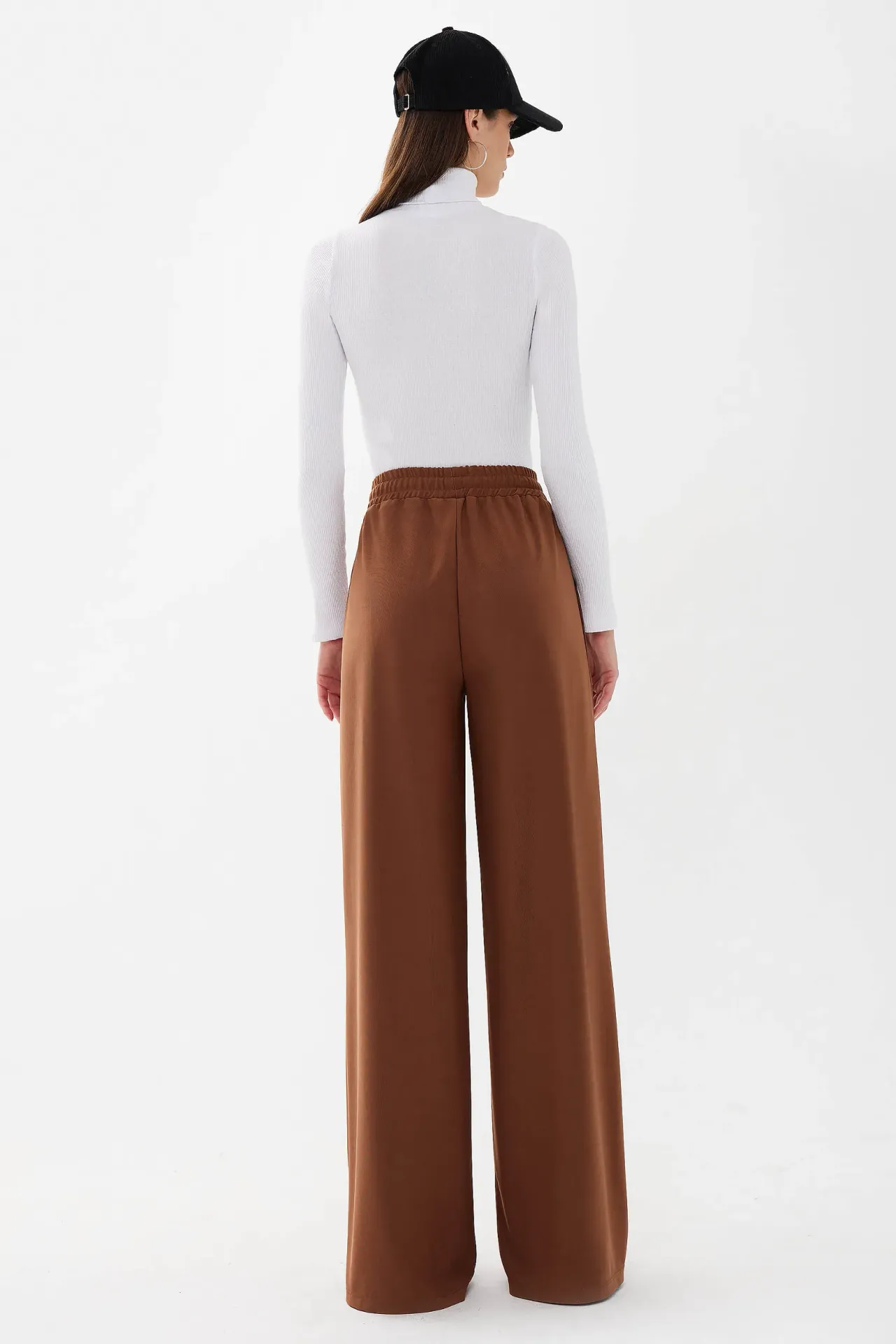 Wide Leg Elastic Waist Jersey Pants