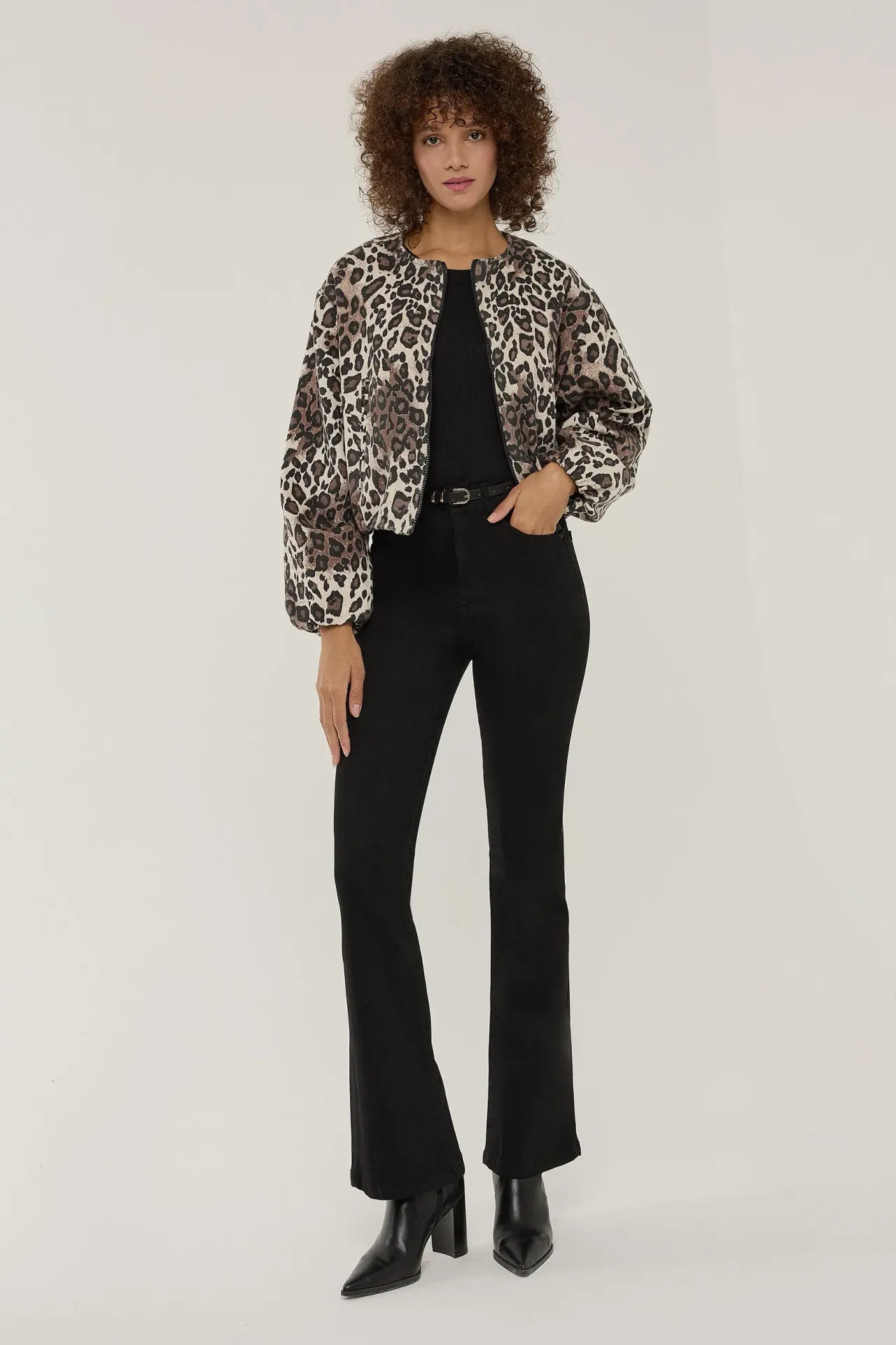 Leopard Print Relaxed Fit Jacket