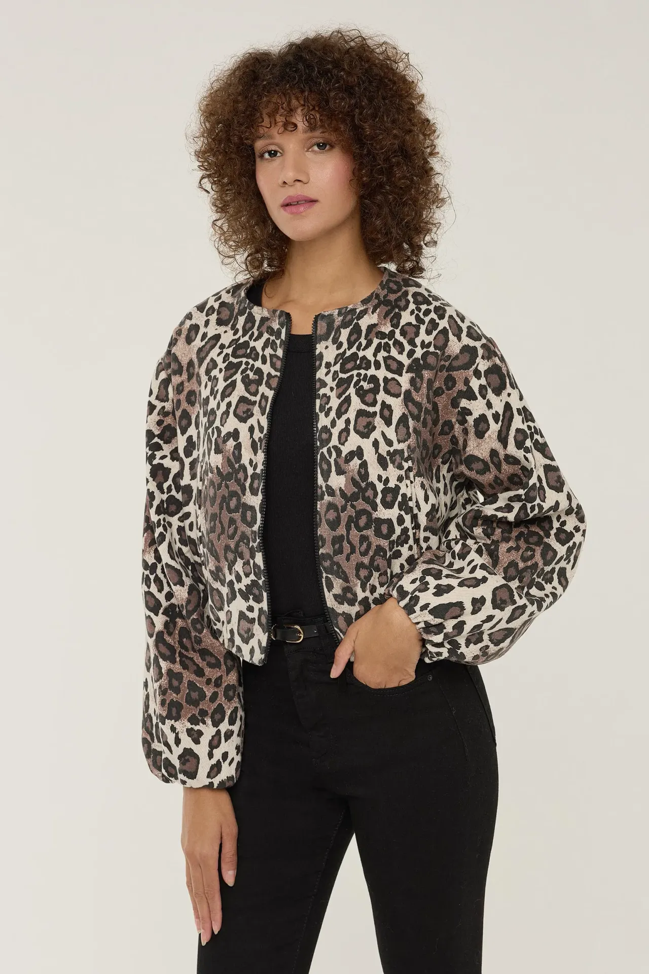 Leopard Print Relaxed Fit Jacket