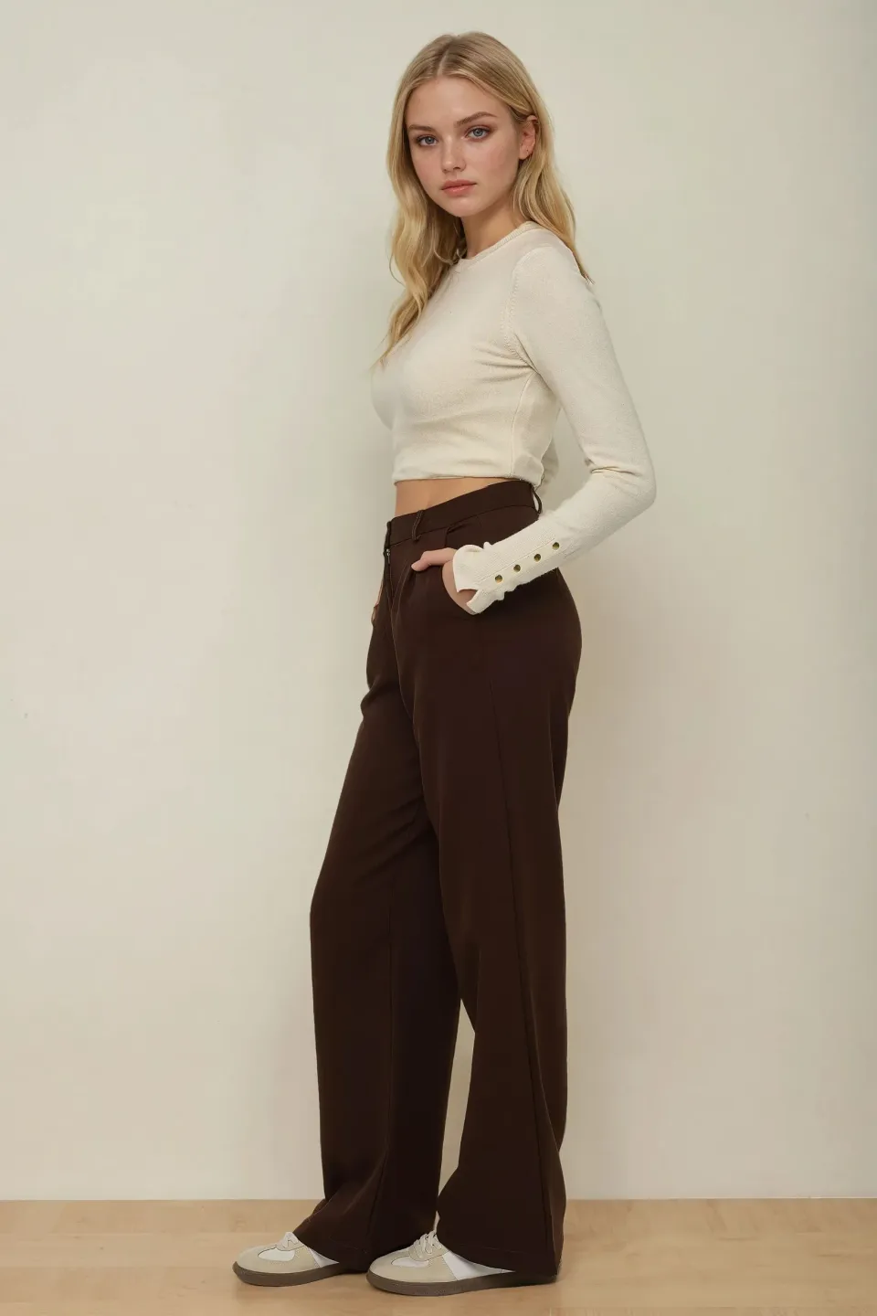 Wide Leg Casual Trousers