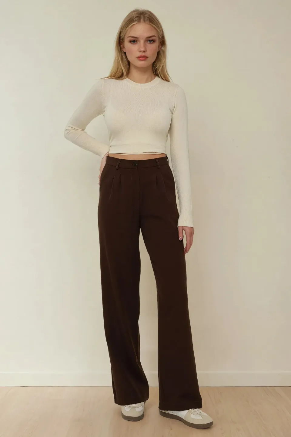 Wide Leg Casual Trousers