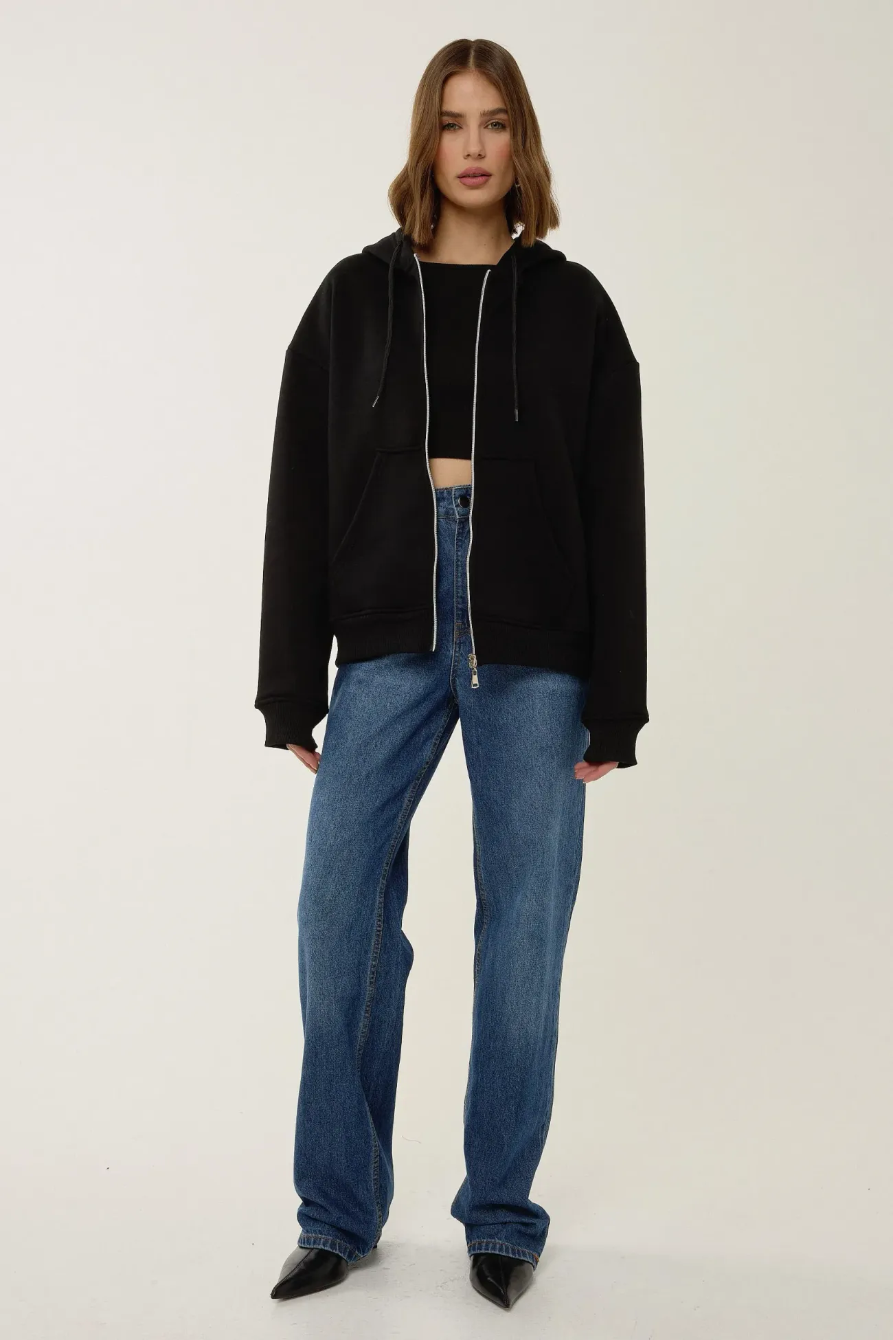 Relaxed Fit Zip-Up Hoodie 2
