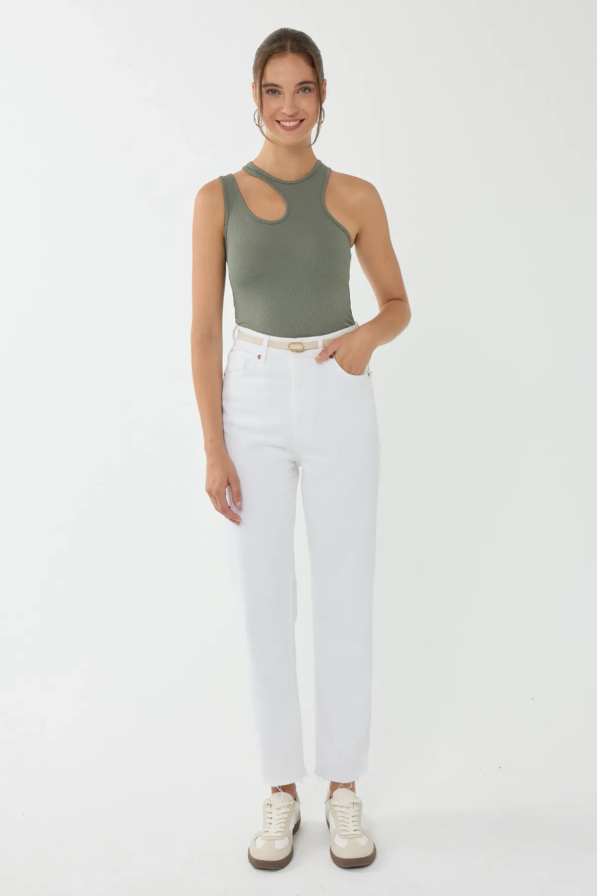 Asymmetrical Collar Crop Top 2