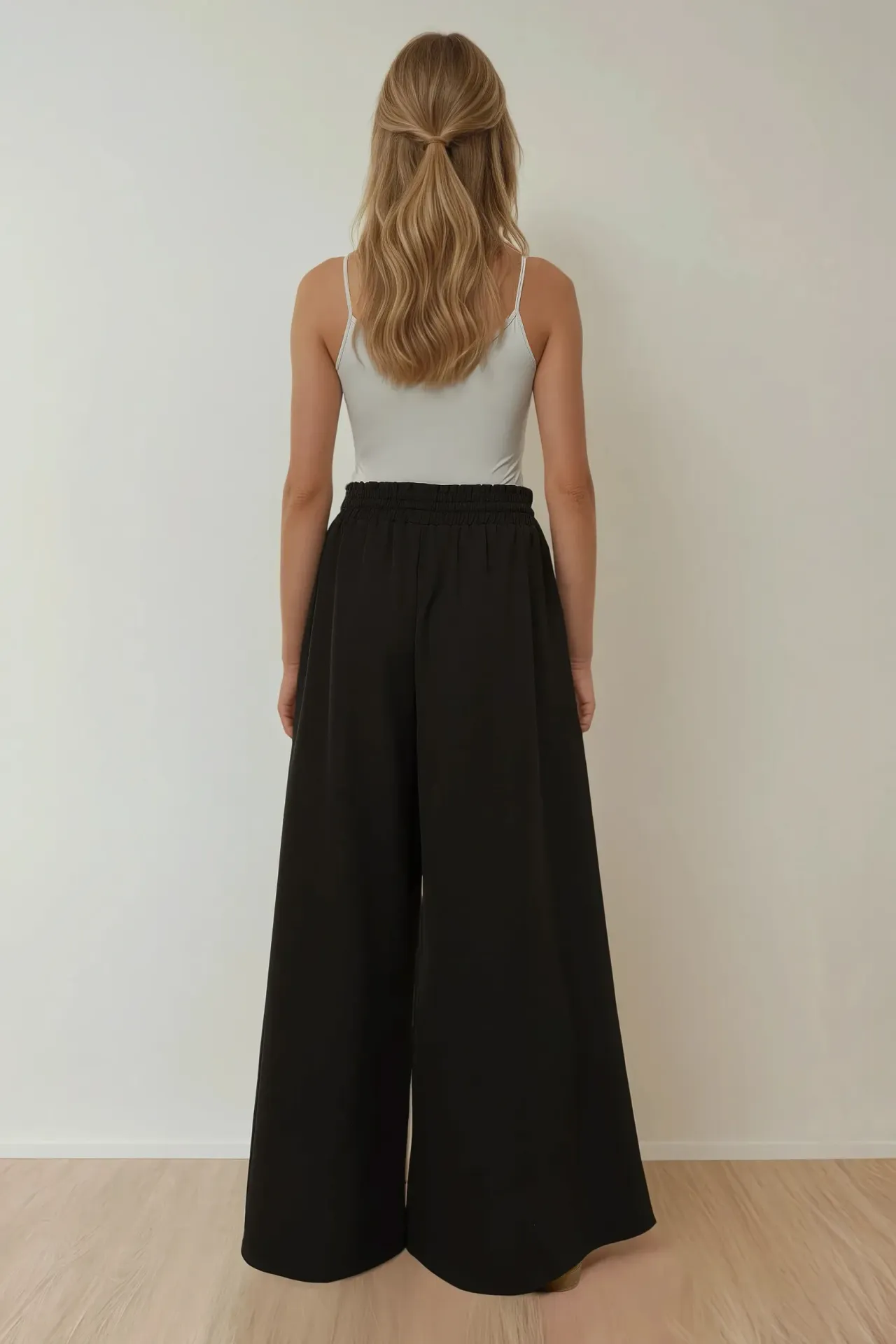 Wide Leg Jogger Waist Pants