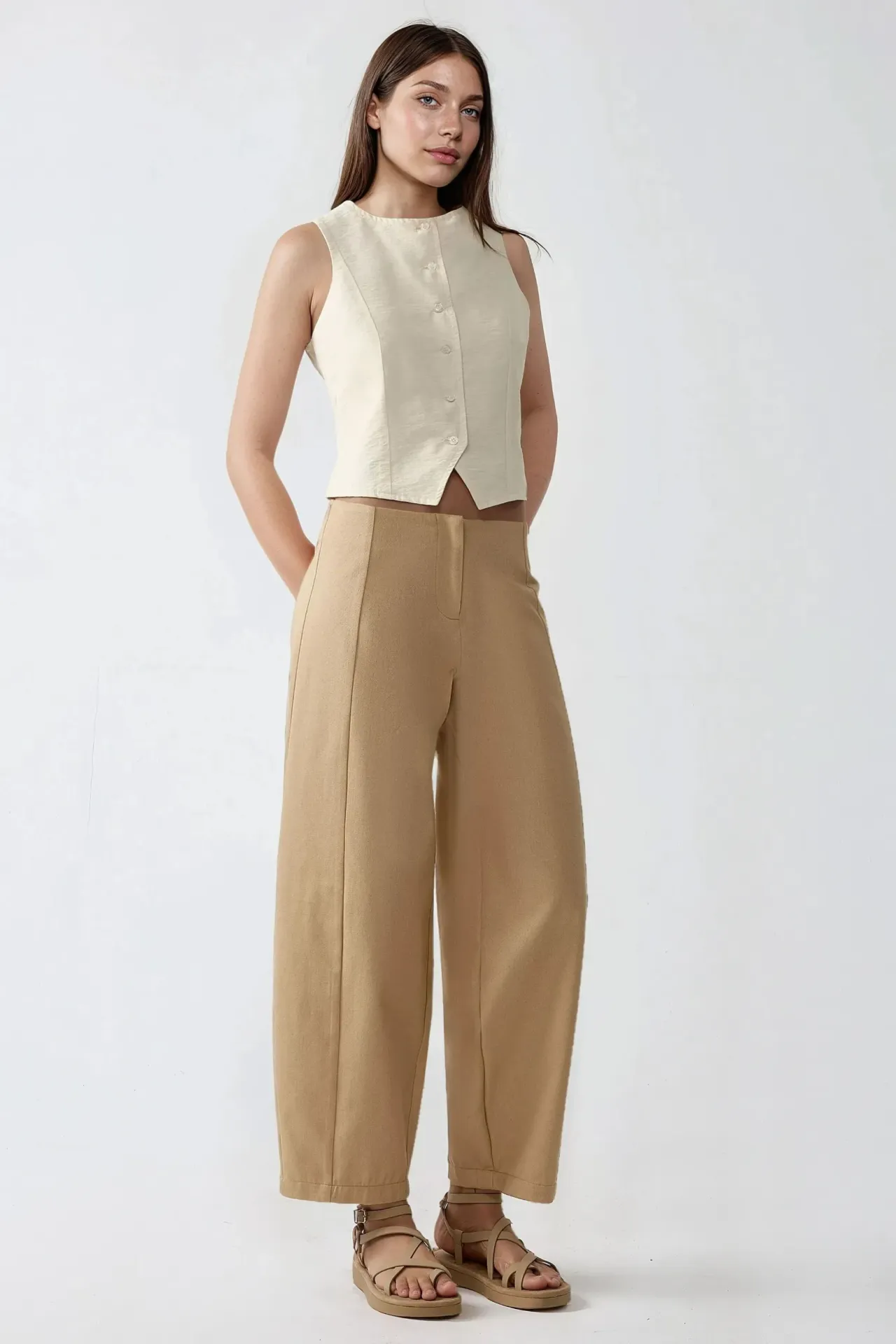 High Waist Balloon Pants with Turnup