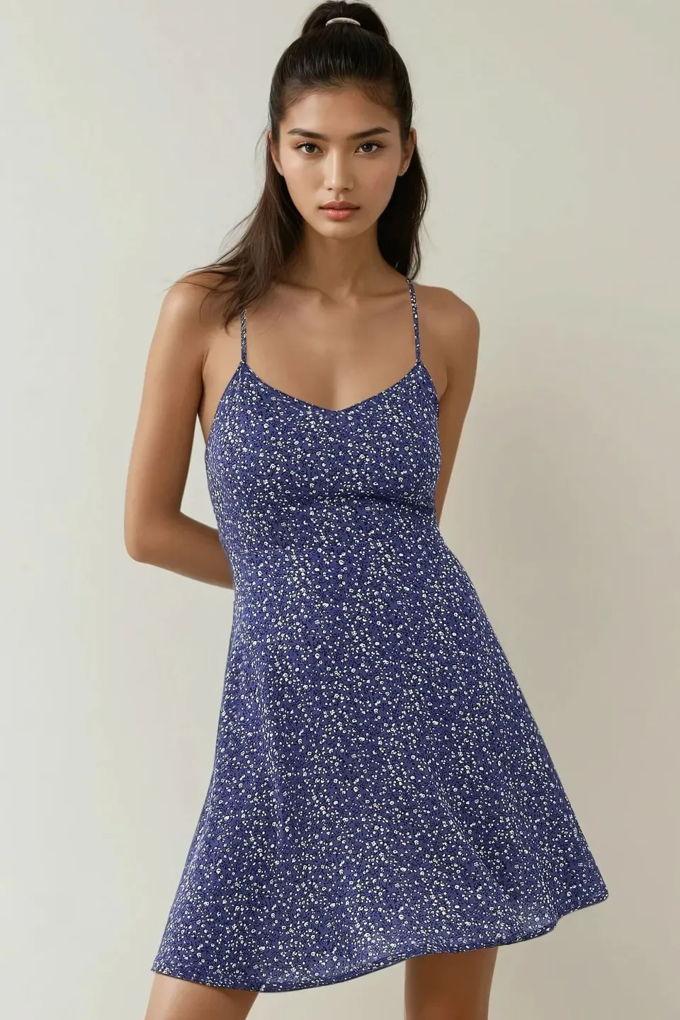 Flower Pattern Mini Dress.