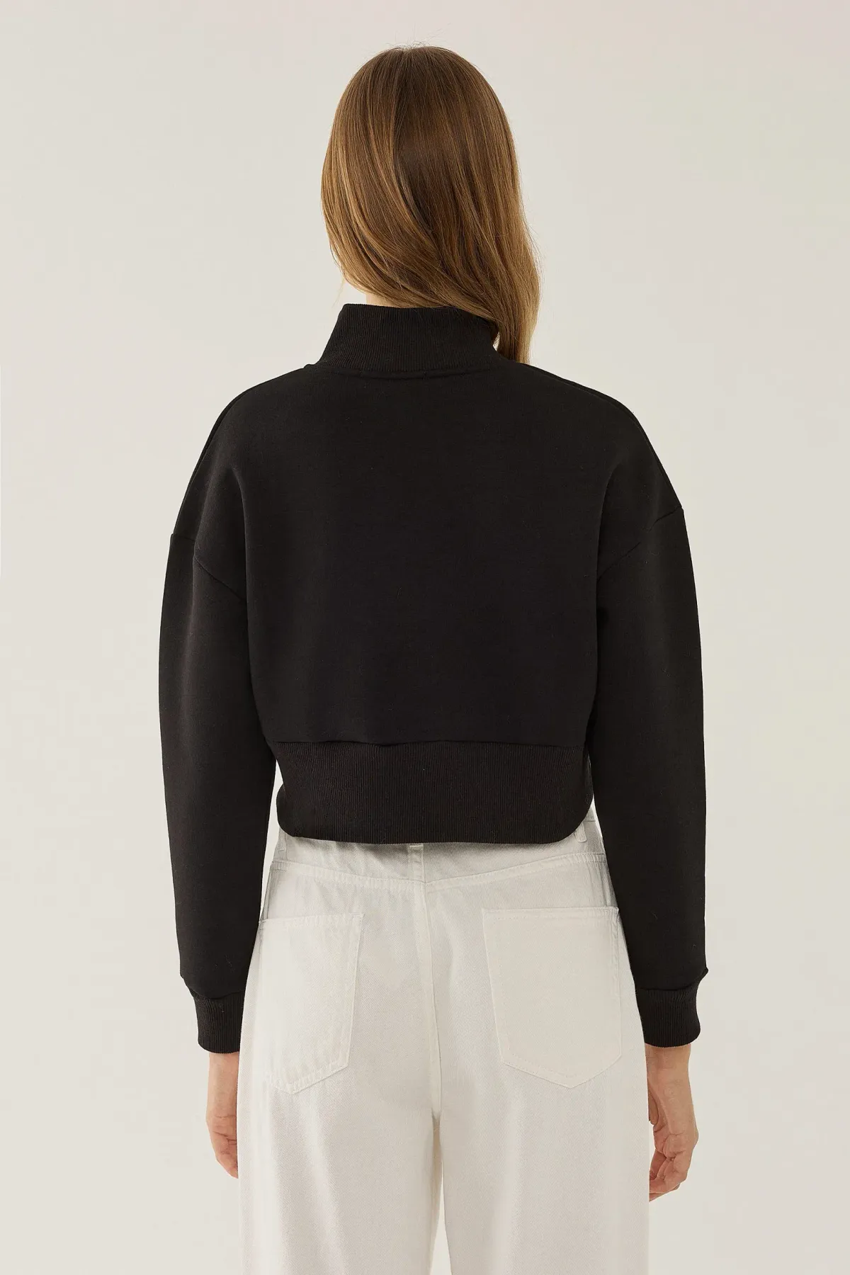 Zipper Collar Crop Slogan Sweatshirt 4