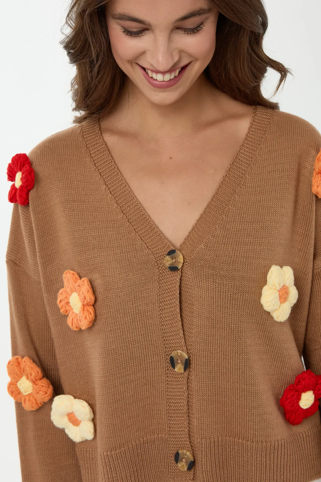 Floral V-Neck Relaxed Fit Cardigan