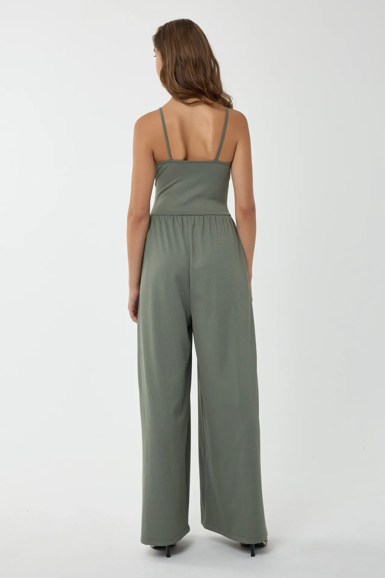 Wide Leg V-Neck Knitted Jumpsuit