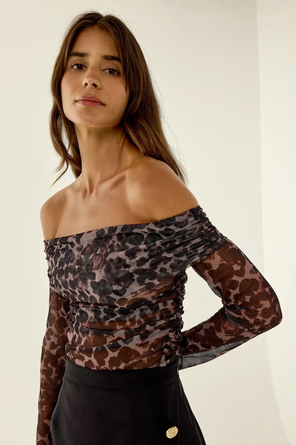 Leopard Print Blouse with Madonna Collar 3