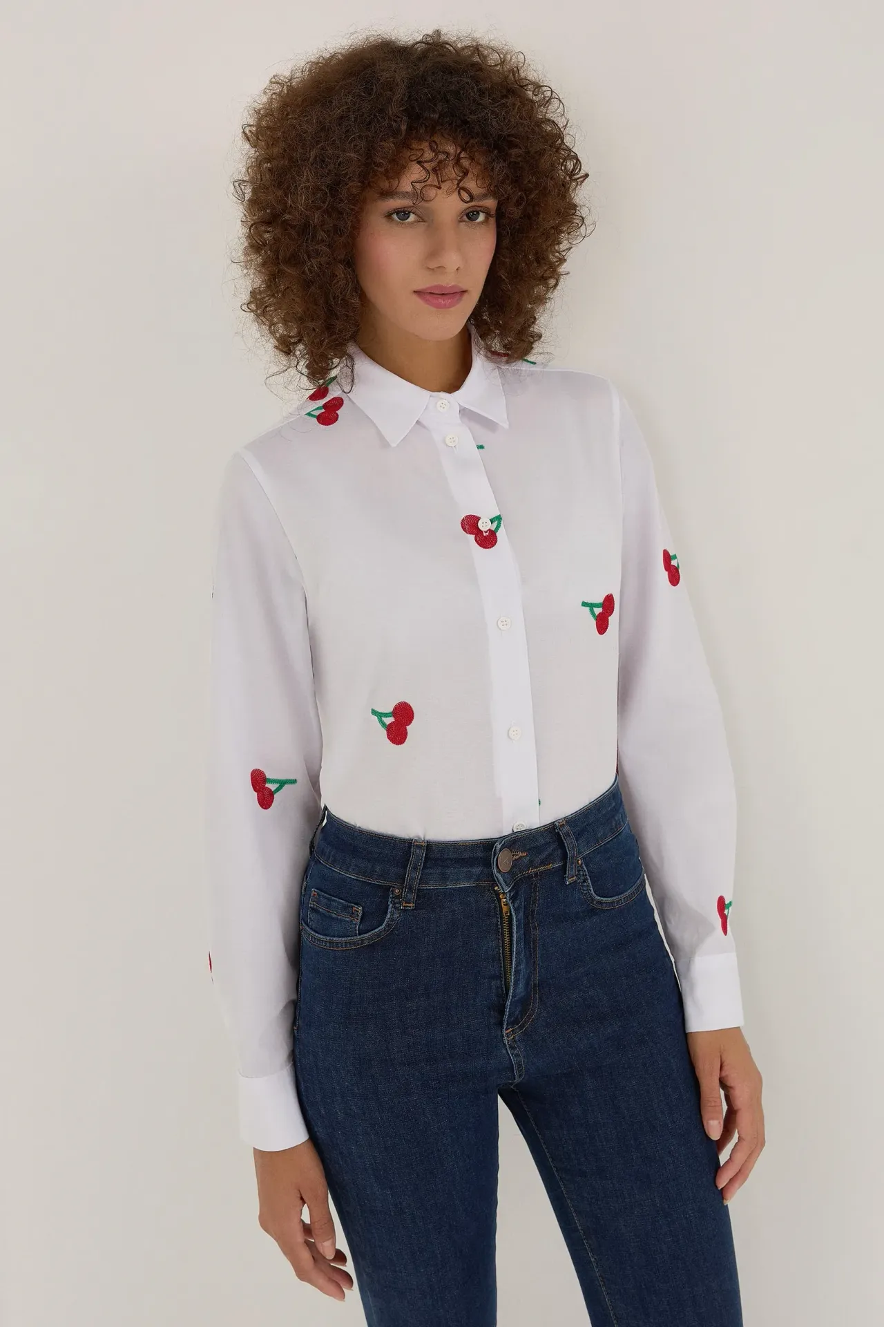 Embroidered Cotton Blend Shirt