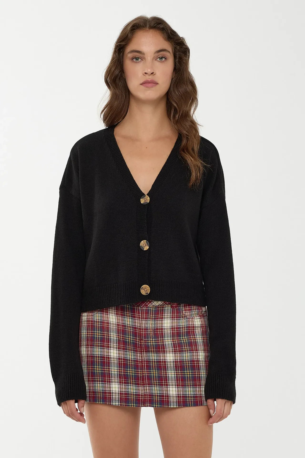 Relaxed Fit V-Neck Knit Cardigan