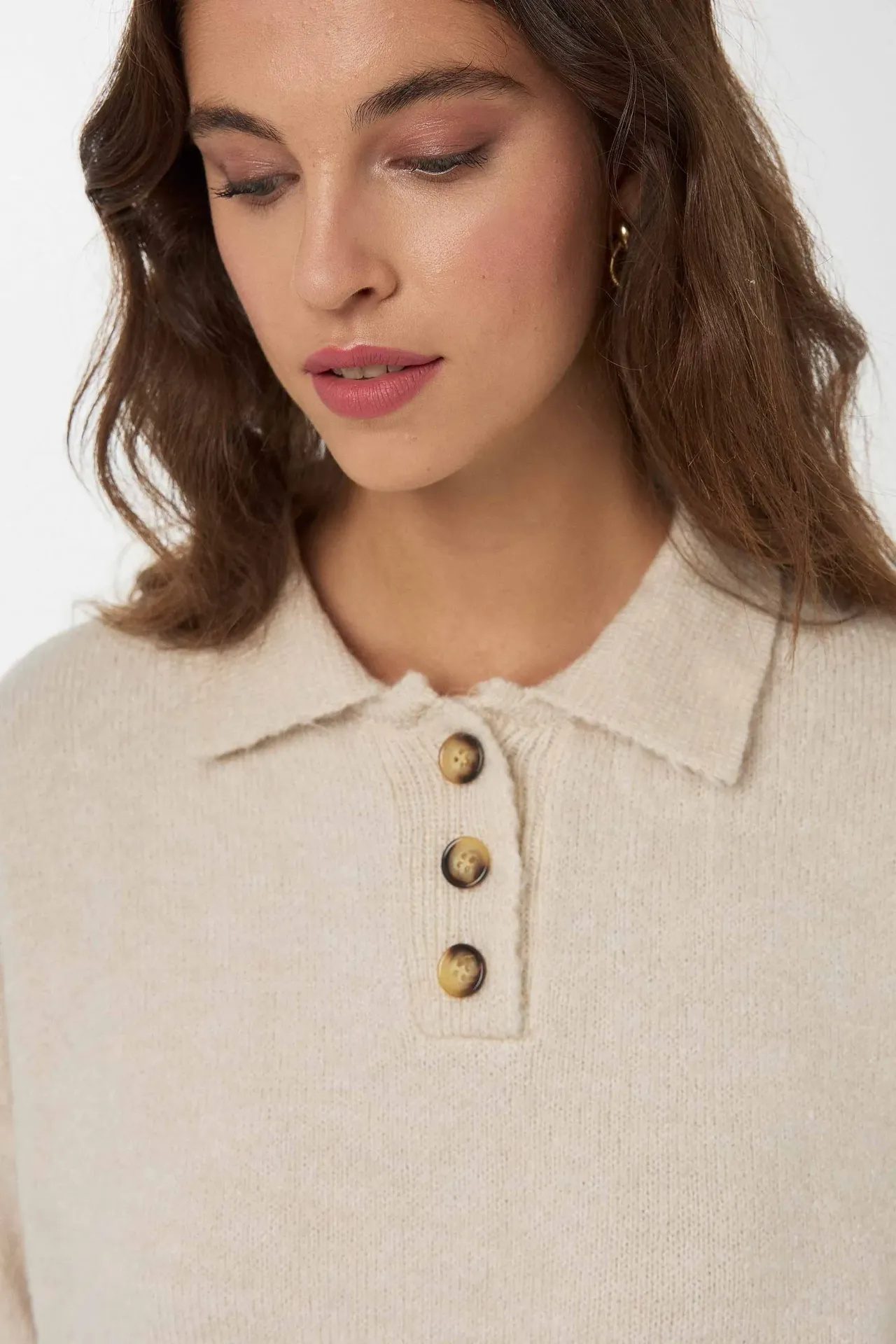 Button Collar Knit Sweater