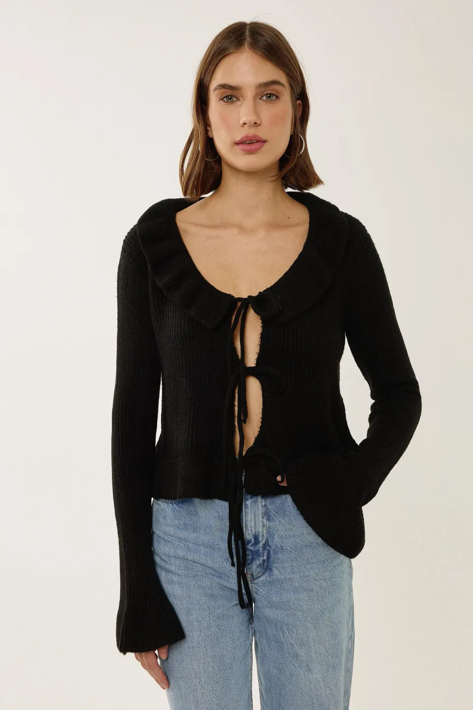 Frilly Relaxed Knitwear Cardigan